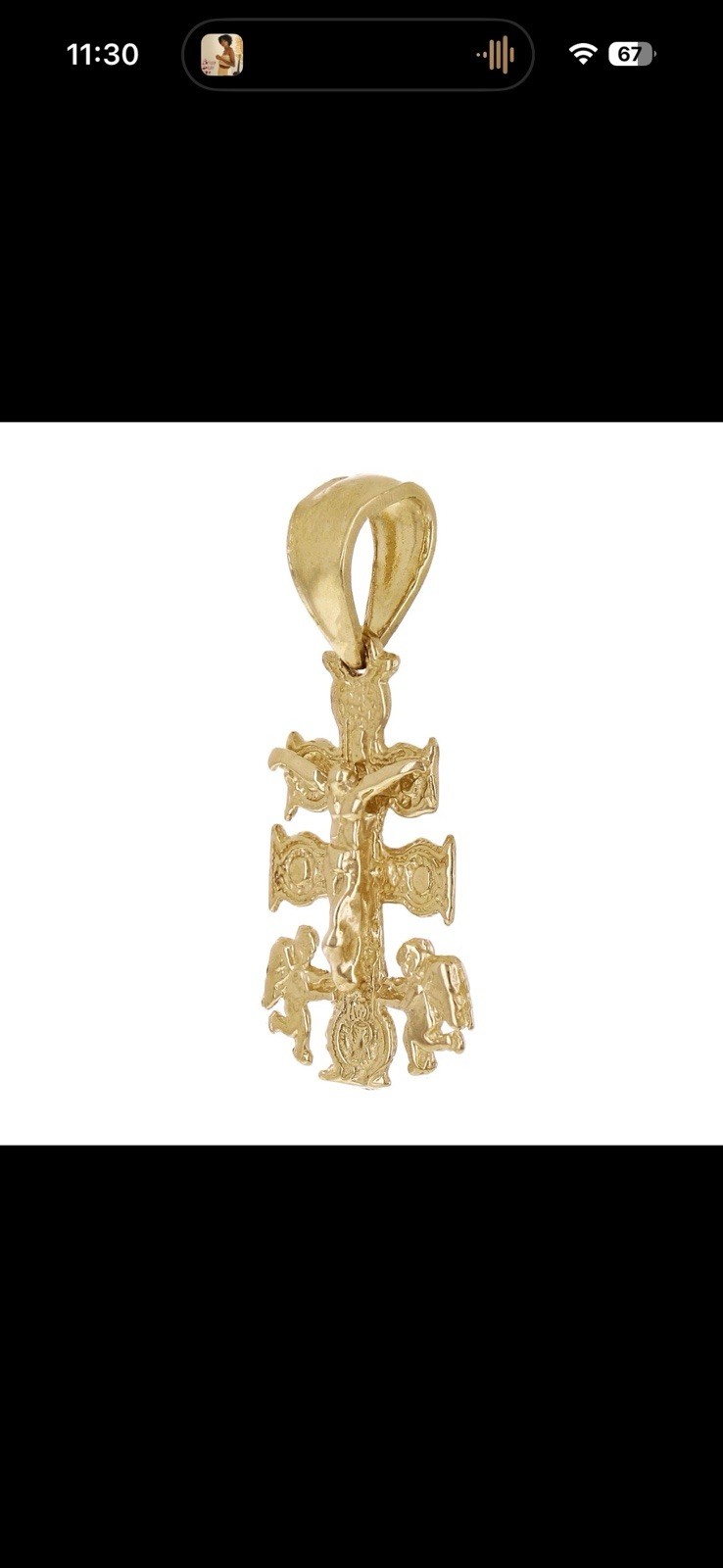 10k solid Yellow Gold Angels Caravaca Crucifix Cross Charm Pendant 1 gram