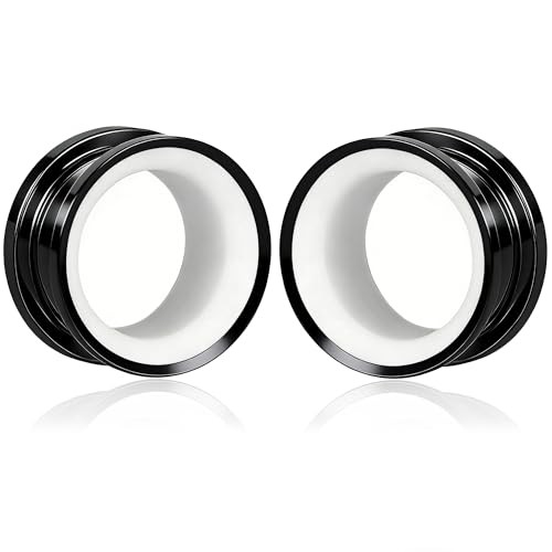 2PCS Stainless Steel Ear Gauges 0G(8mm) – 5/8″(16mm) 10mm(00g) Black White