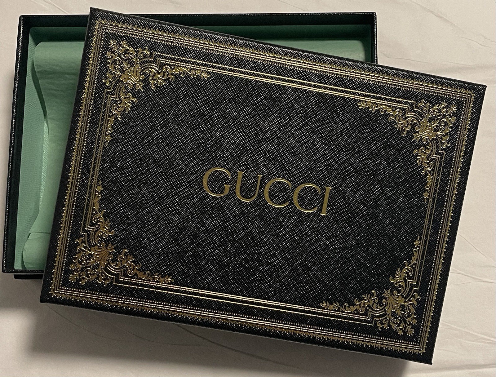 RARE Authentic GUCCI Black and Gold – Med Storage Gift Box – 8.5 x 6.25 x 2.25″