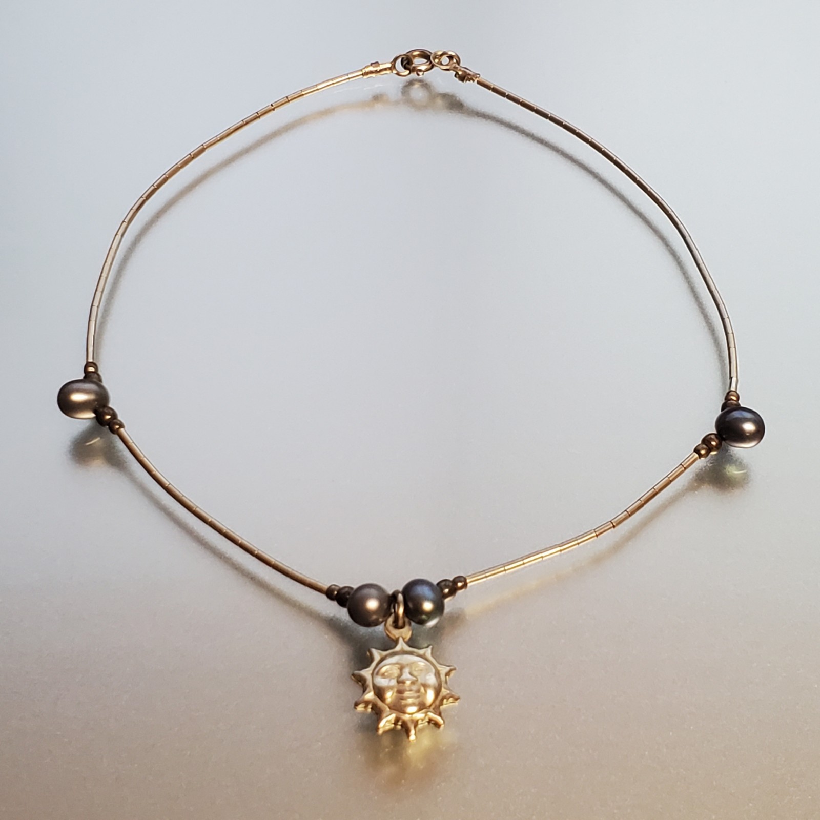 VTG 925 MEX Sun Face Anklet 9.5in Sterling Silver 3gtw Celestial Mexico Beach
