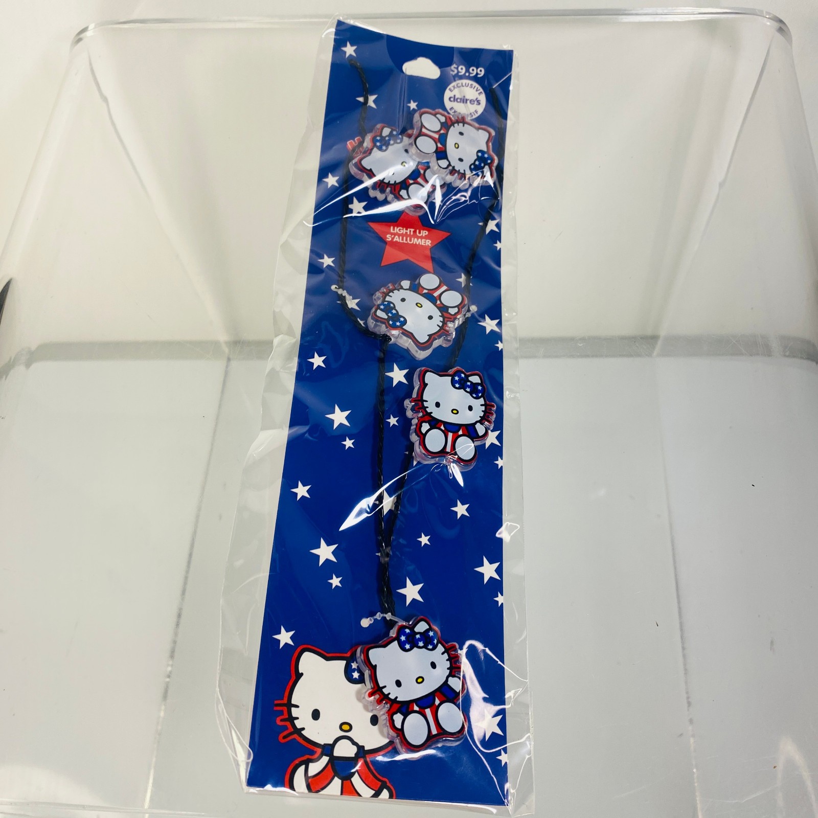 Claires New Hello Kitty Patriotic Light Up Necklace + Earrings Lot Bundle Stars