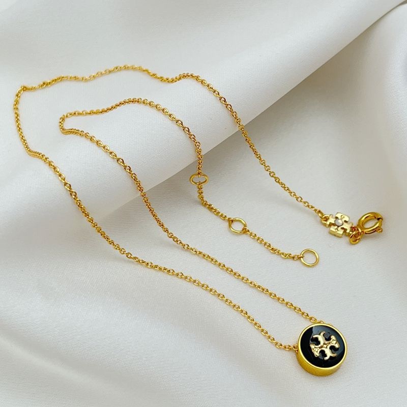 New Tory Black Circle Necklace with Jewelry Pouch Size length : 46cm