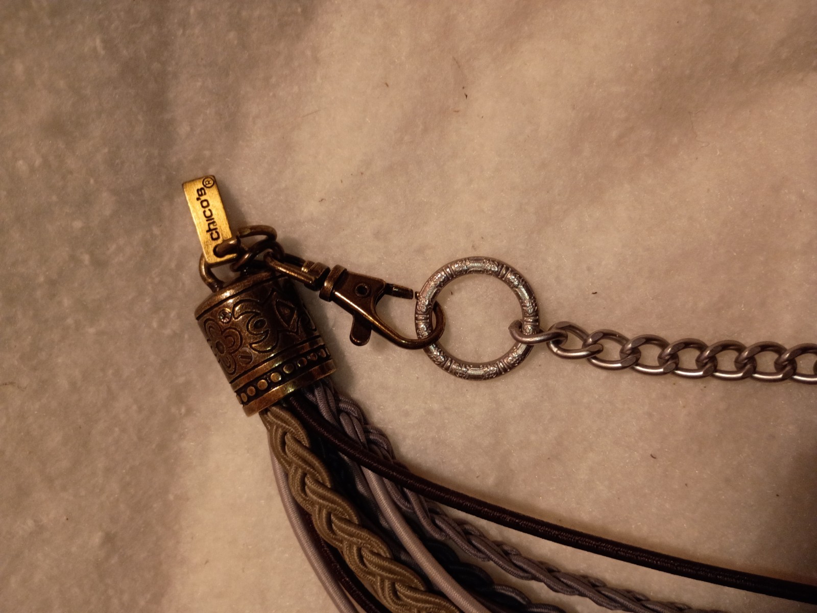 Chico’s Braided And Chained Link Belt With Tassels