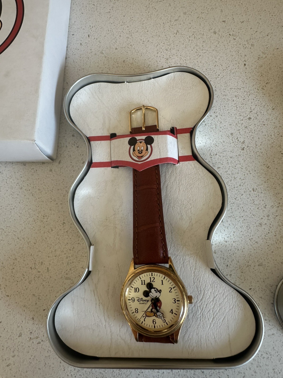 Vintage 1990s Disney Time Works Micke Mouse Watch Set BNIB leather strap