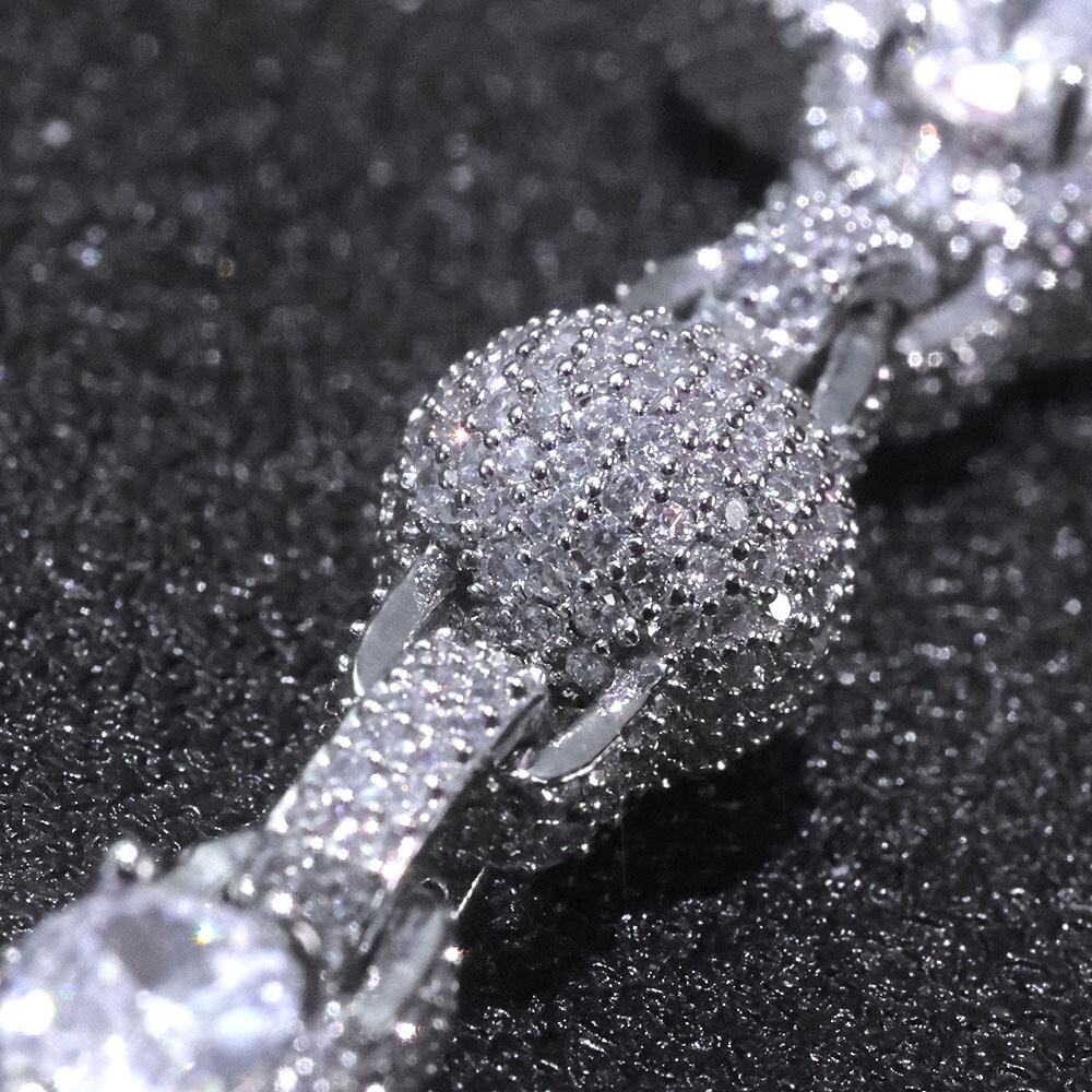 10mm Women’s Four-leaf Clover Iced CZ Out Tennis Chain Bracelet Men Gold Plated