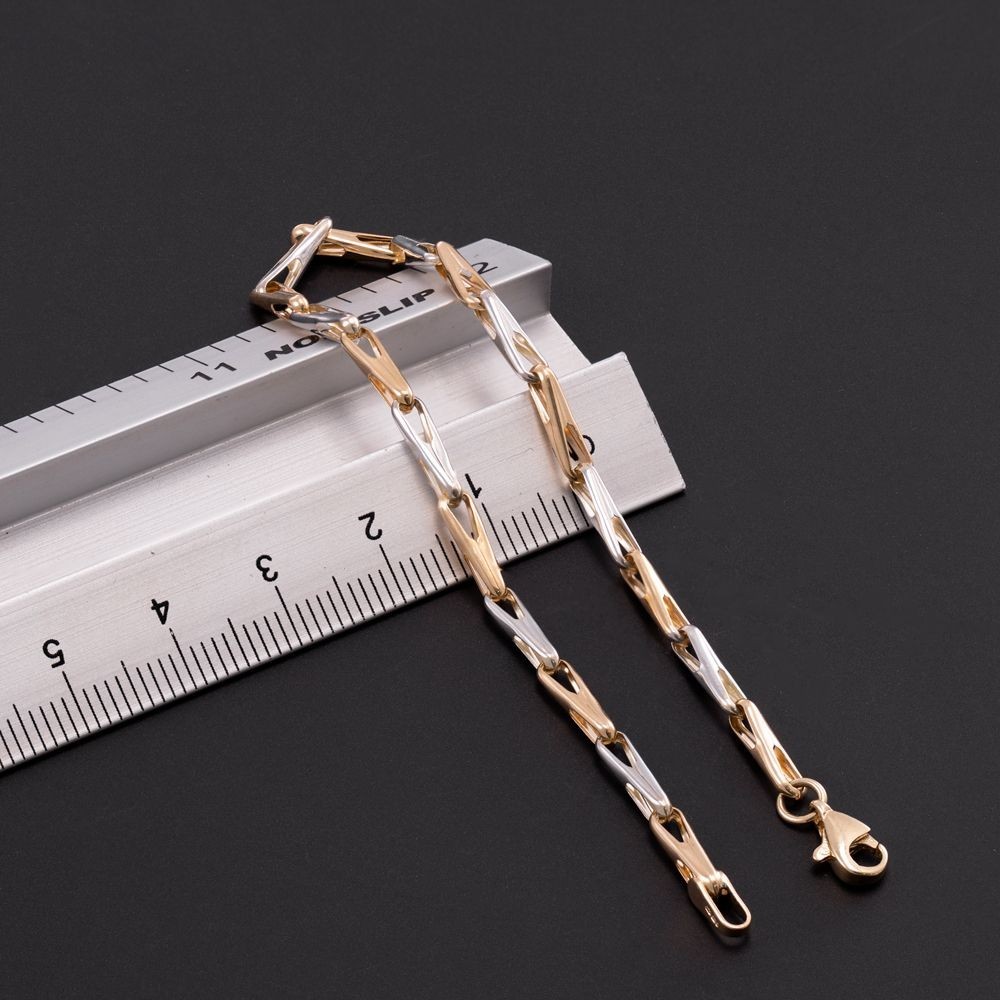 Yellow and White Gold Bracelet 9ct Hallmarked, Length 7.5 Inches (A0554)