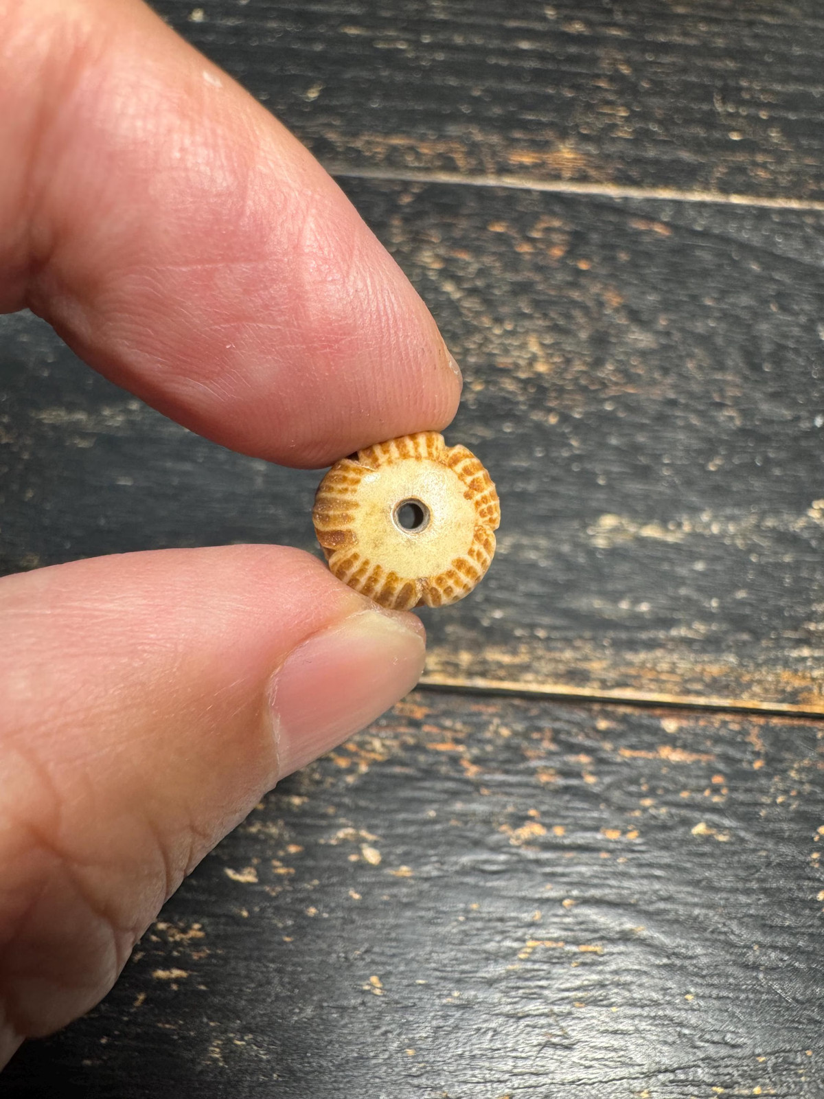 Hand-Carved Lotus Yak Bone Bead | Vintage Style Lotus Guru Bead | Himalayan Flo