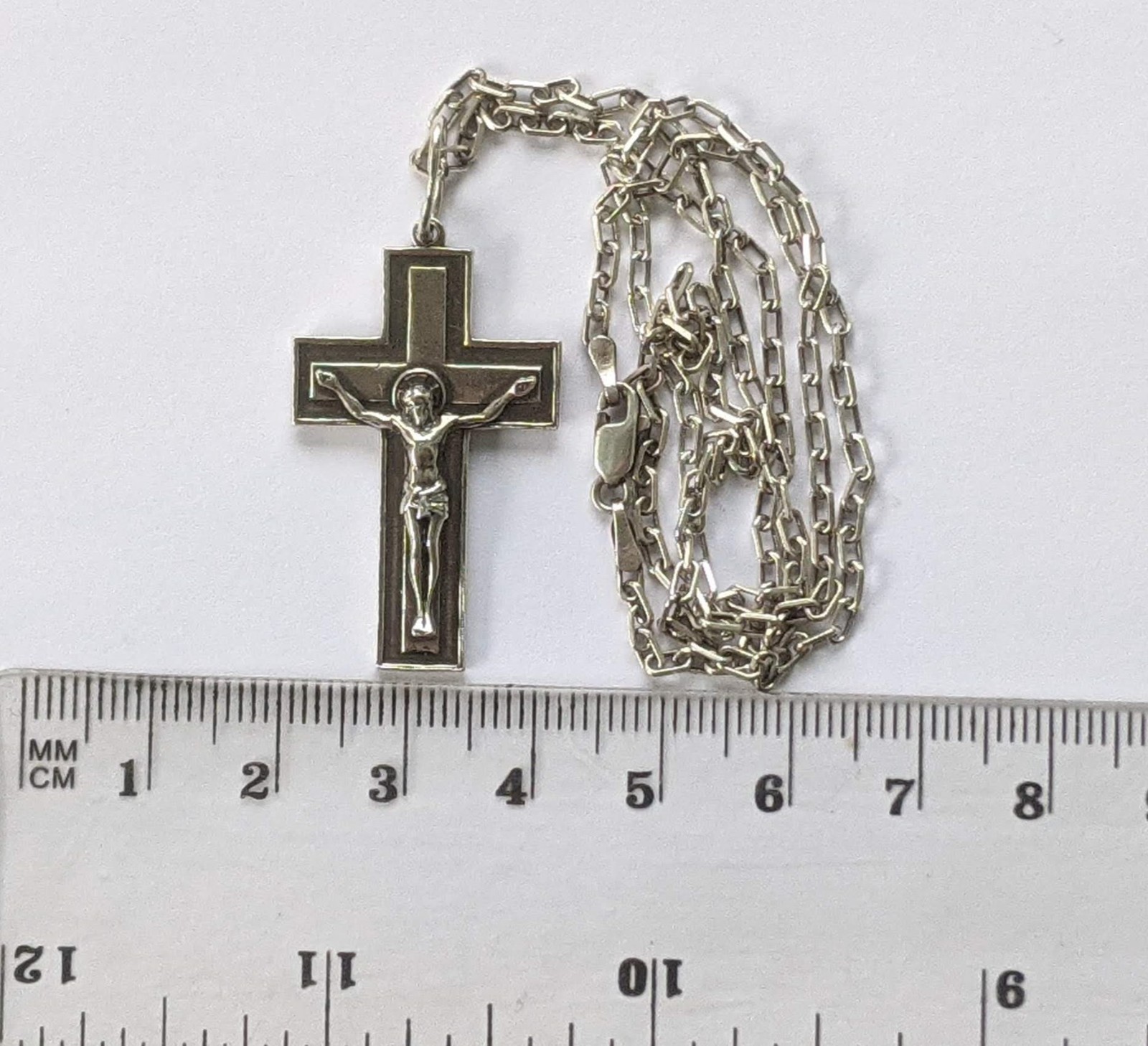 Orthodox Cross on a chain 46 cm. 925 silver. Weight 9.16 g. Prayer in Russian.