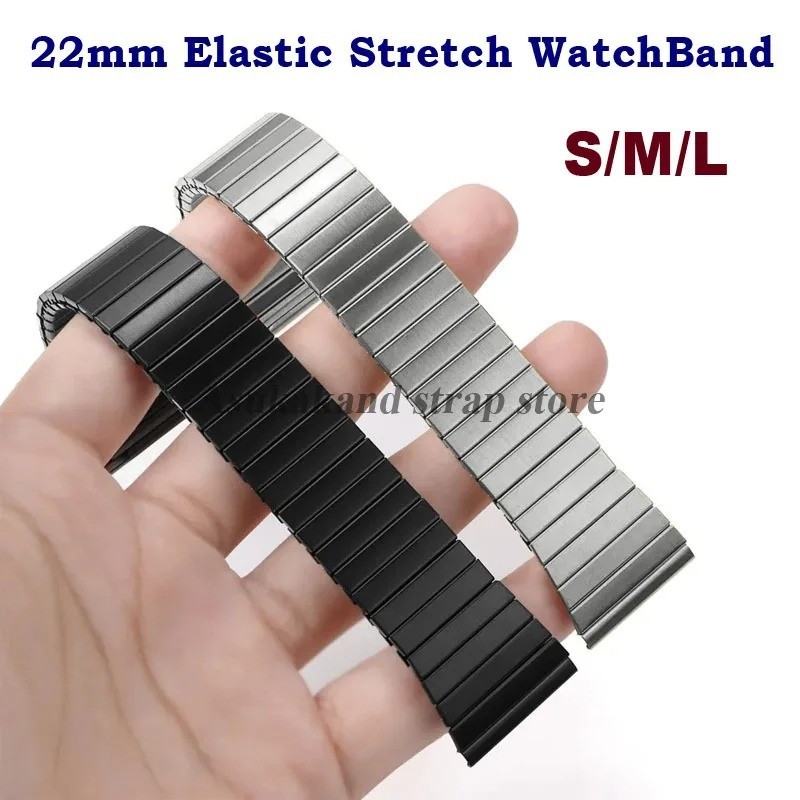 22mm Elastic Stainless Steel Watch Band Metal Stretch Expansion Springs Bracelet