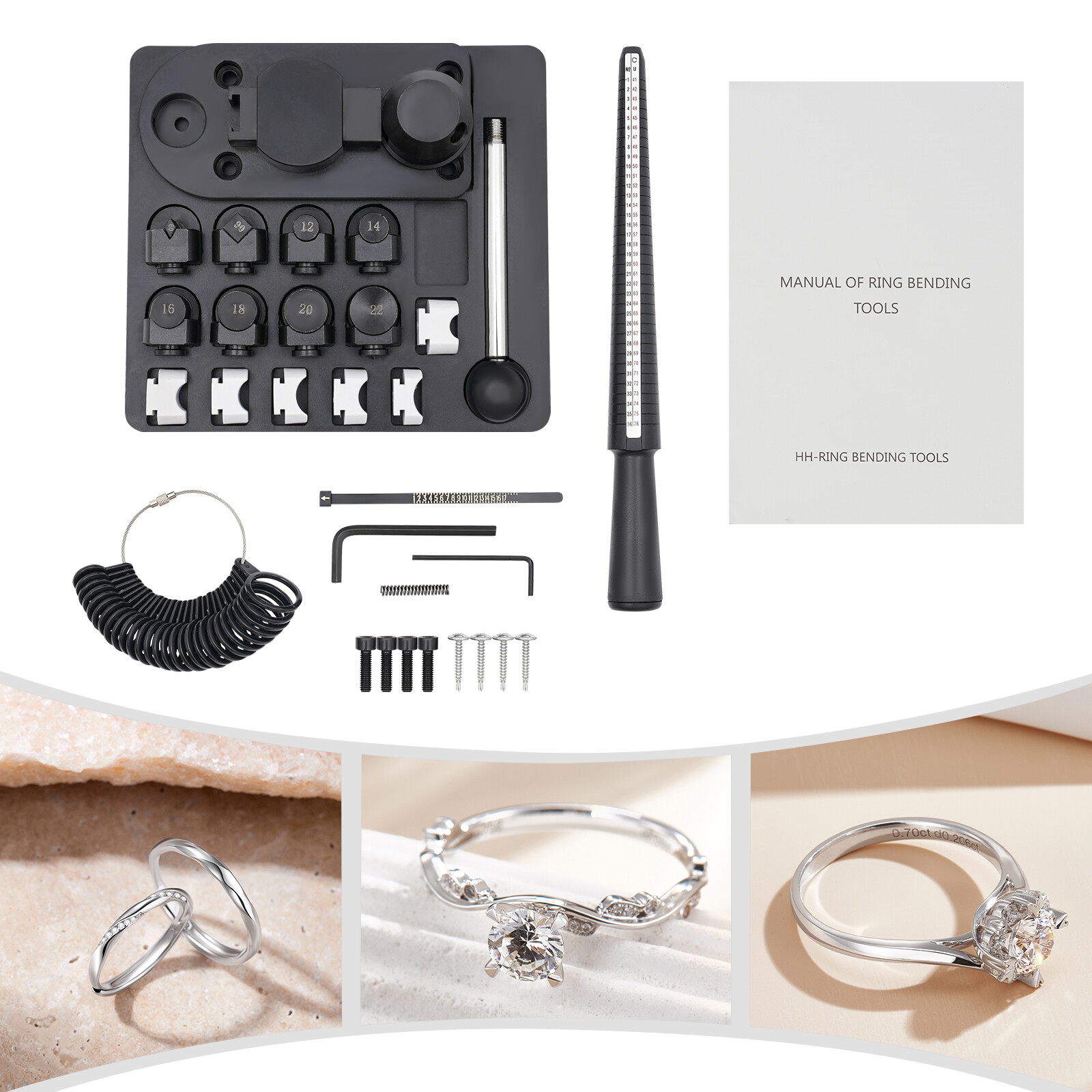 Manual Ring Bender Jewelry Making Tool With Dies 12–22mm Black