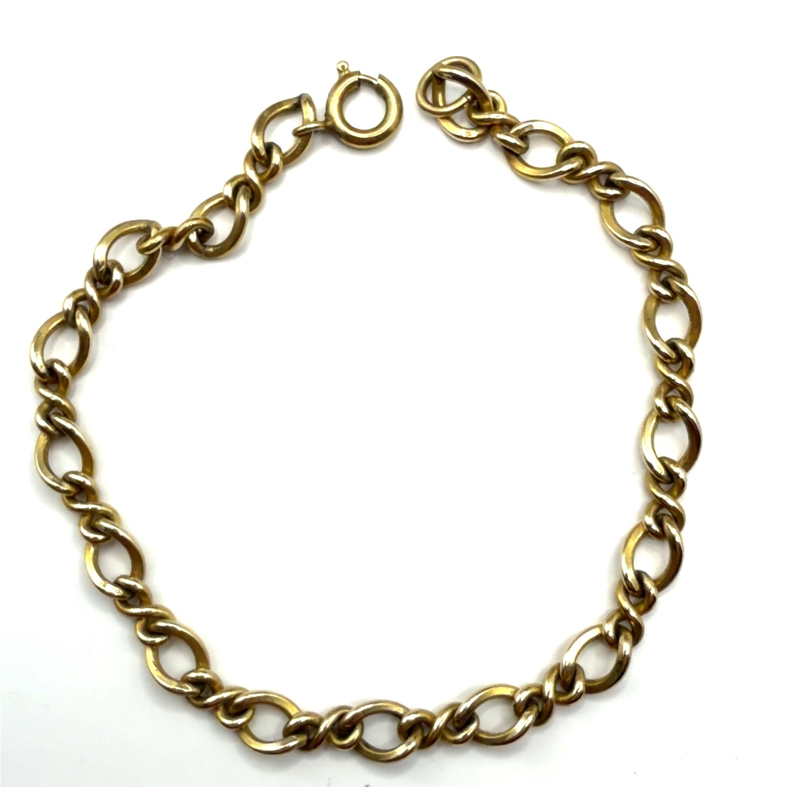 12K Gold Filled 7 Inch Double Link Curb Chain Charm Bracelet 5.8 Grams