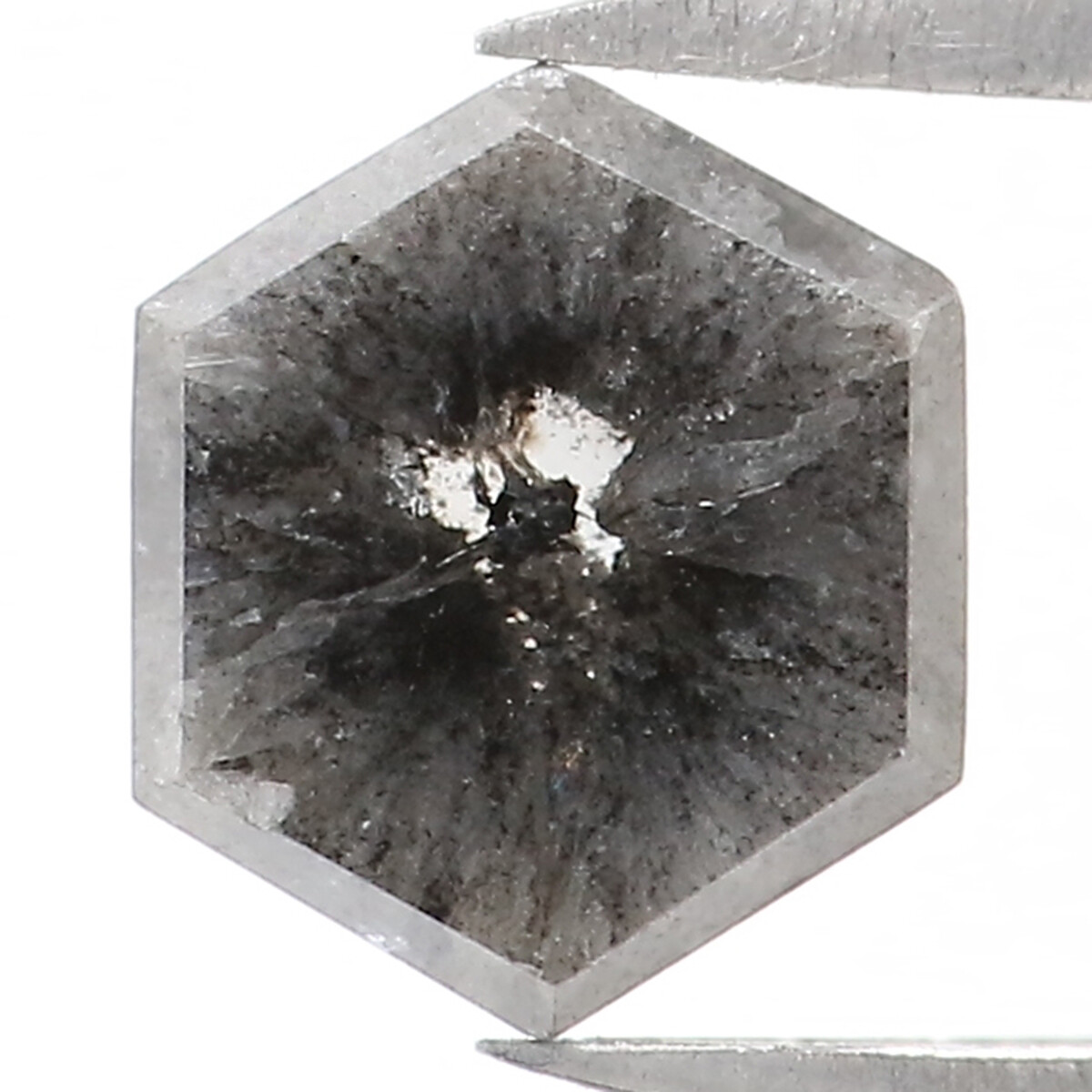 1.05 CT Natural Loose Hexagon Cut Diamond 6.40 MM Salt And Pepper Diamond KQ2406