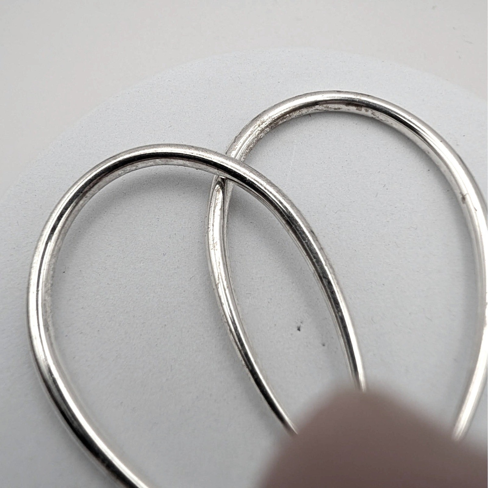 Vintage Boma 925 Sterling Silver Elongated Teardrop Hoop Earrings Latchback 7.5g