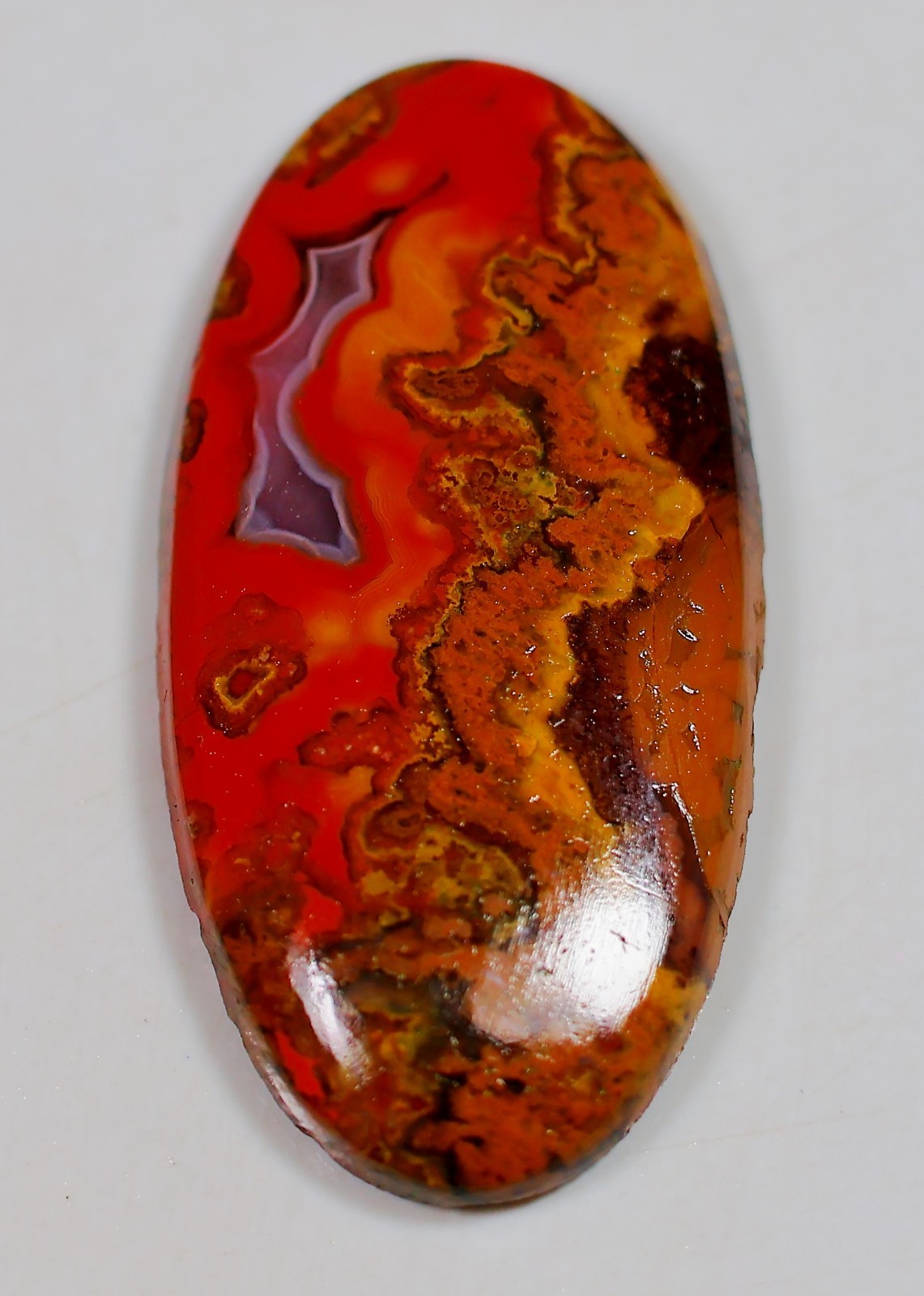 15 Ct 4X15X30 mm Natural Morocco Red Seam Agate Oval Cabochon Gemstone HX-189