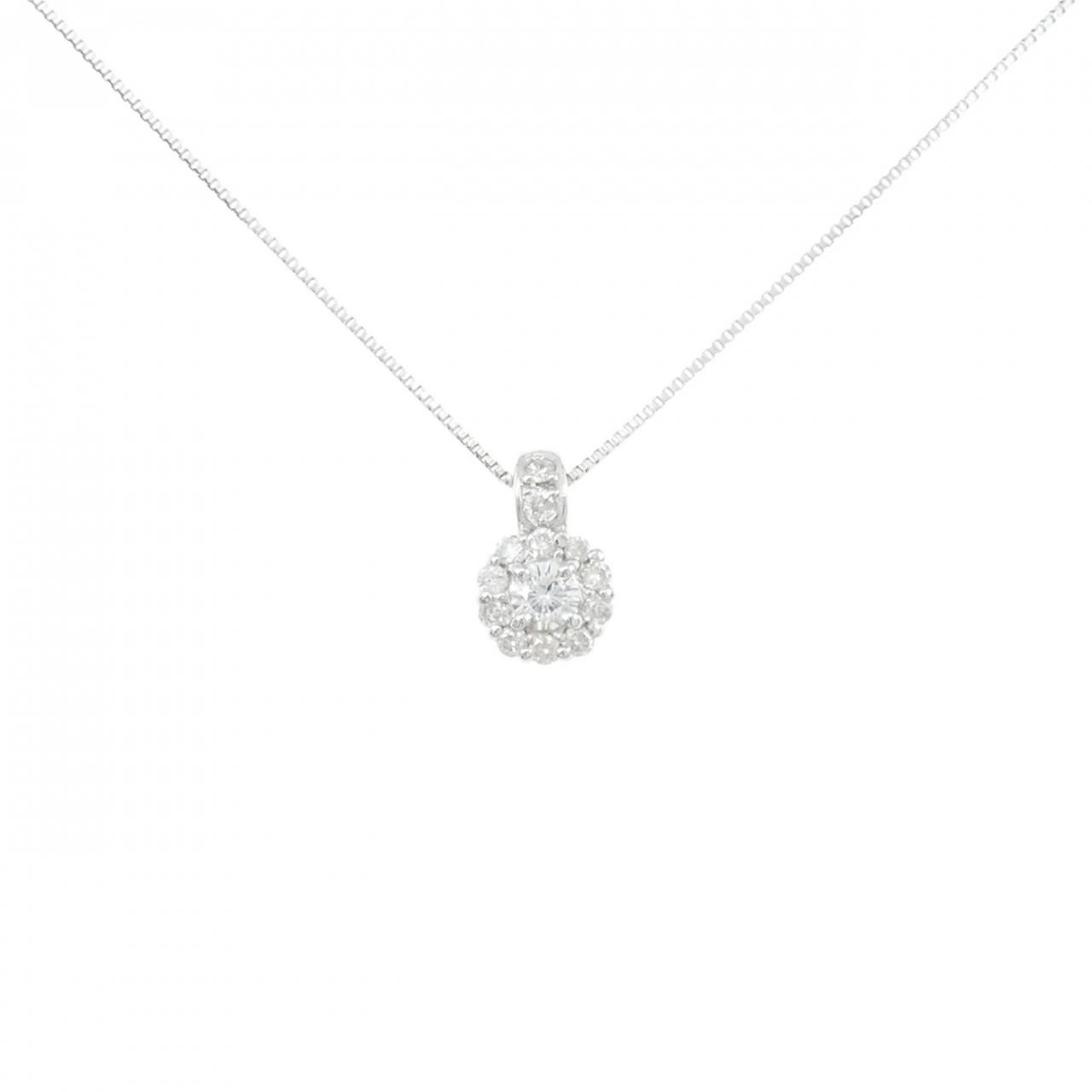 Authentic K18WG Diamond Necklace 0.11CT #270-004-226-6690
