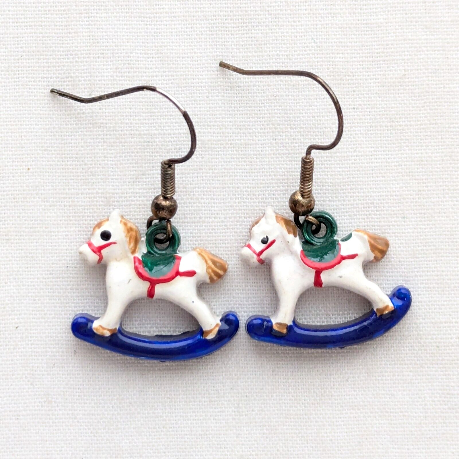 Rocking Hobby Horse Dangle Earrings Baby Shower Kidcore Teacher Holiday Jewelry