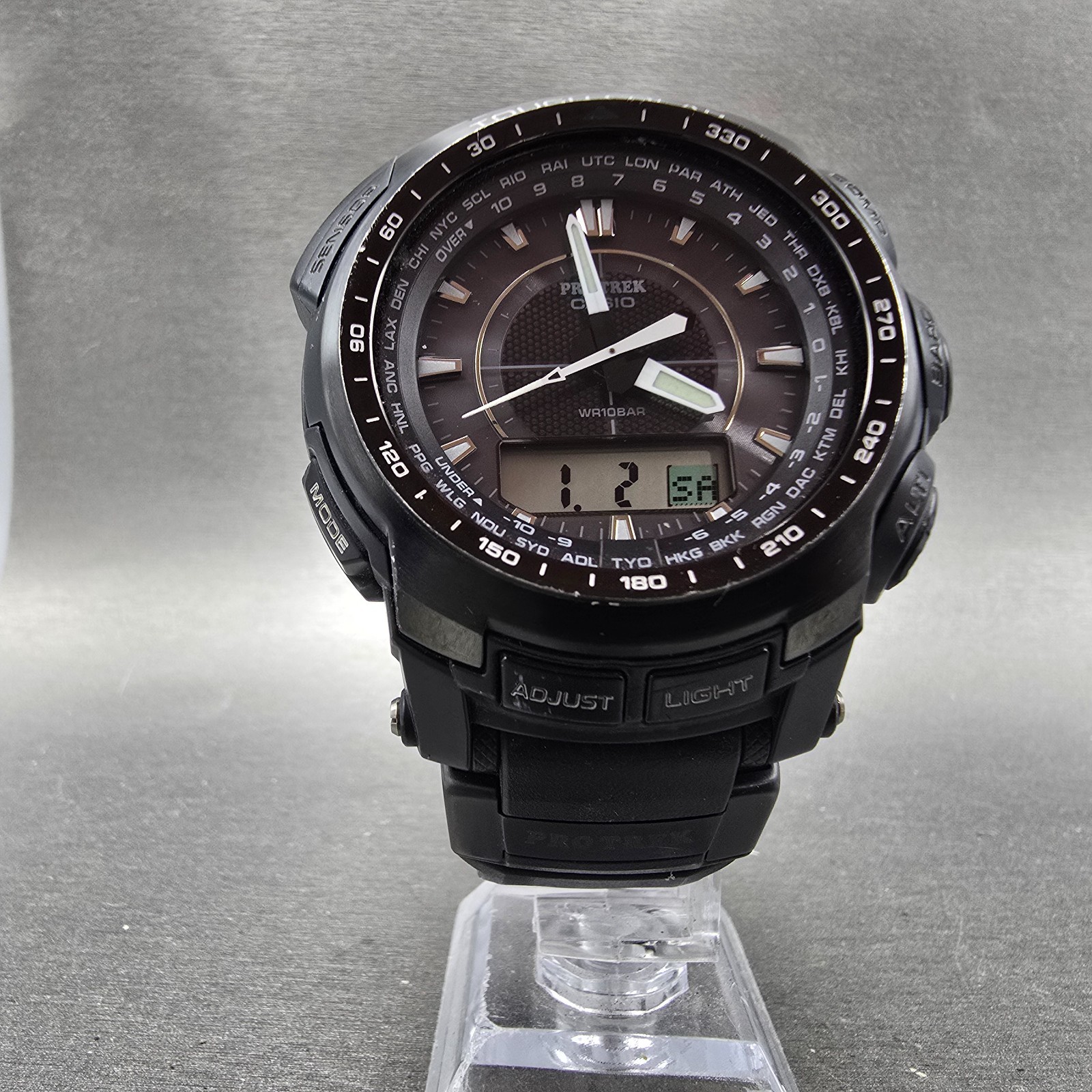 Casio Pro Trek PRG-510 Watch Men 49mm Black Solar Triple Sensor Alarm Round Runs