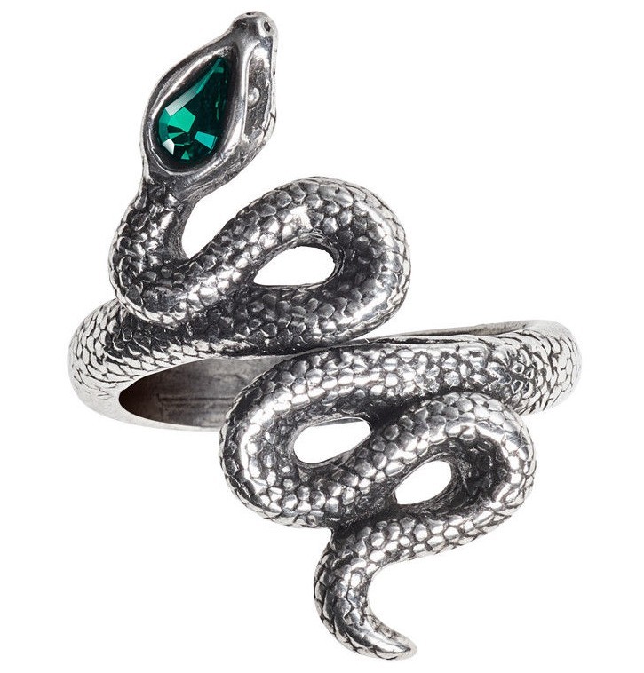 Alchemy Gothic Psalm 68 Snake Wrap Ring Serpent Green Crystal Fertility R228 New