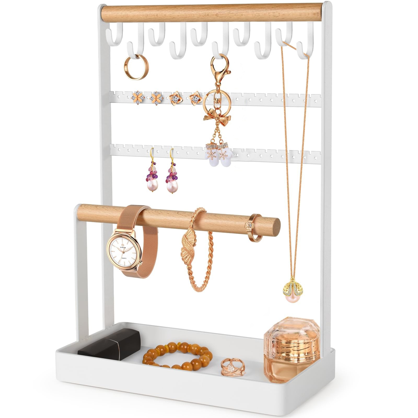 Jewelry Organizer Stand Necklace Organizer Earring Holder, 6 Tier Jewelry Stand