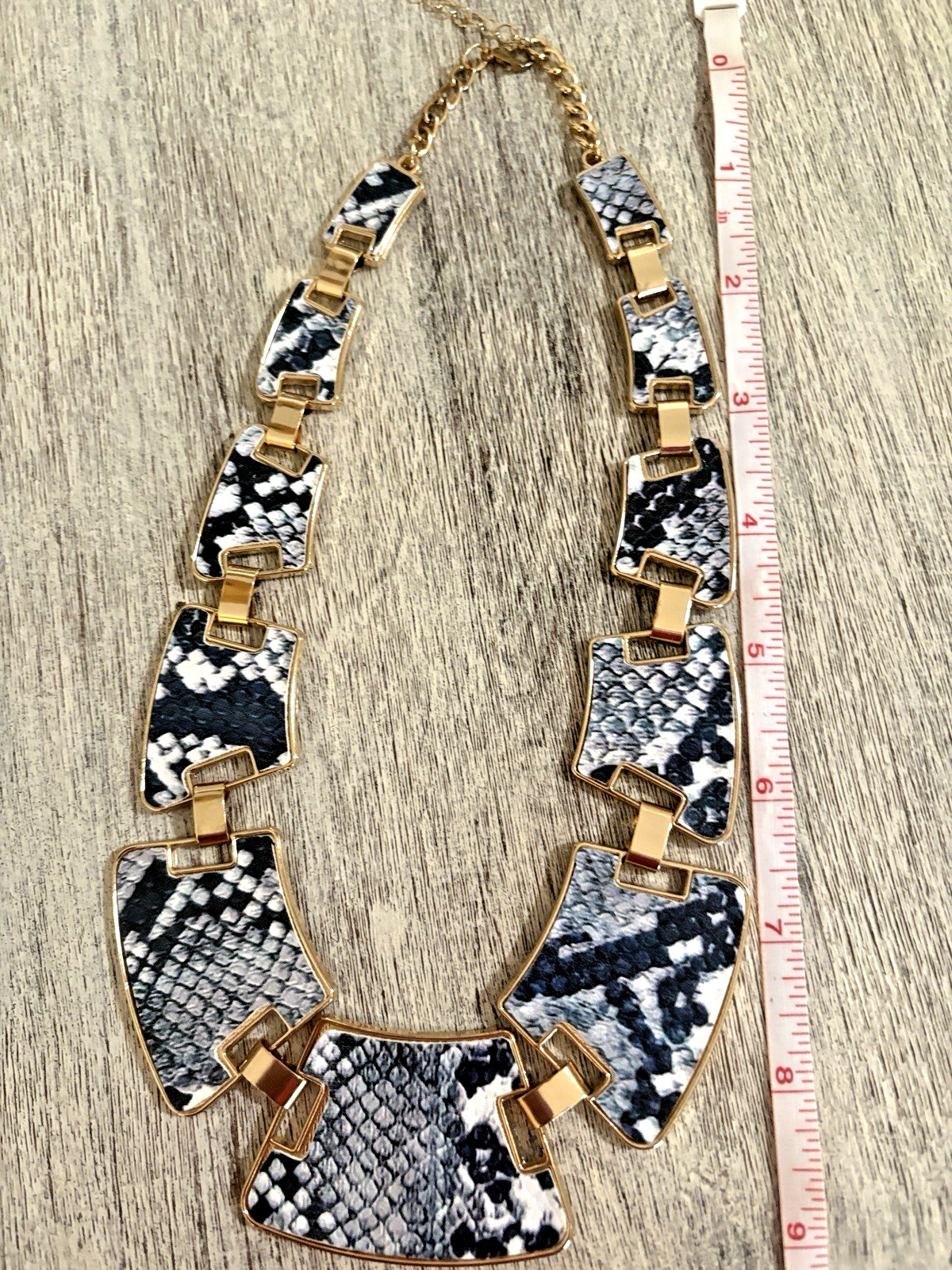 Snake Skin Animal Gold Tone Necklace Bracelet Earrings 3PC Set Brand New 18-20″