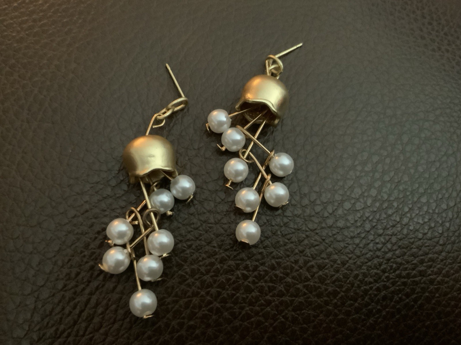 Anthropologie Pearl Earrings Lily Valley Flower Tulip Jellyfish Gold Of The VTG