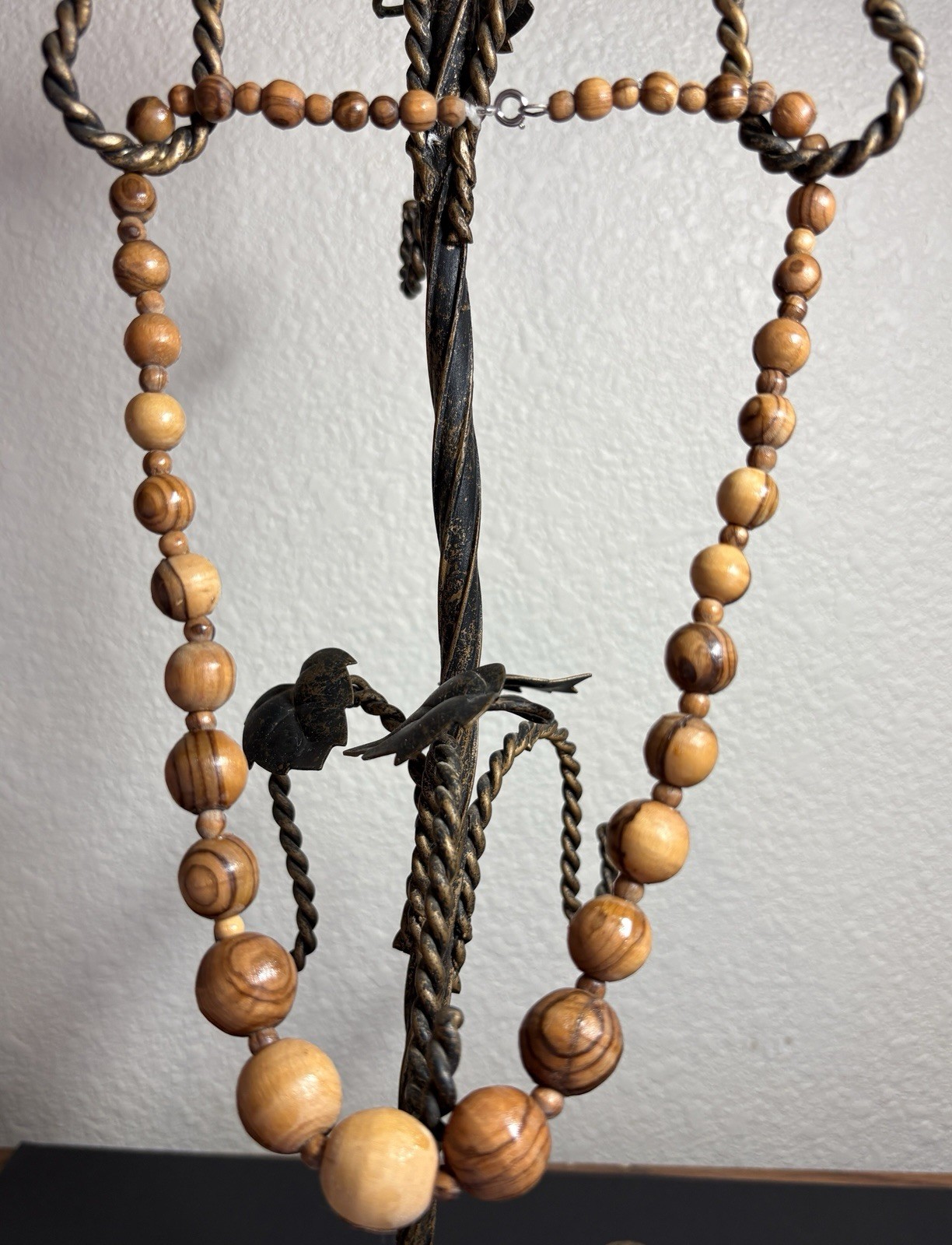 Handcrafted Beaded Wood Necklace Brown Made in Israel Women
