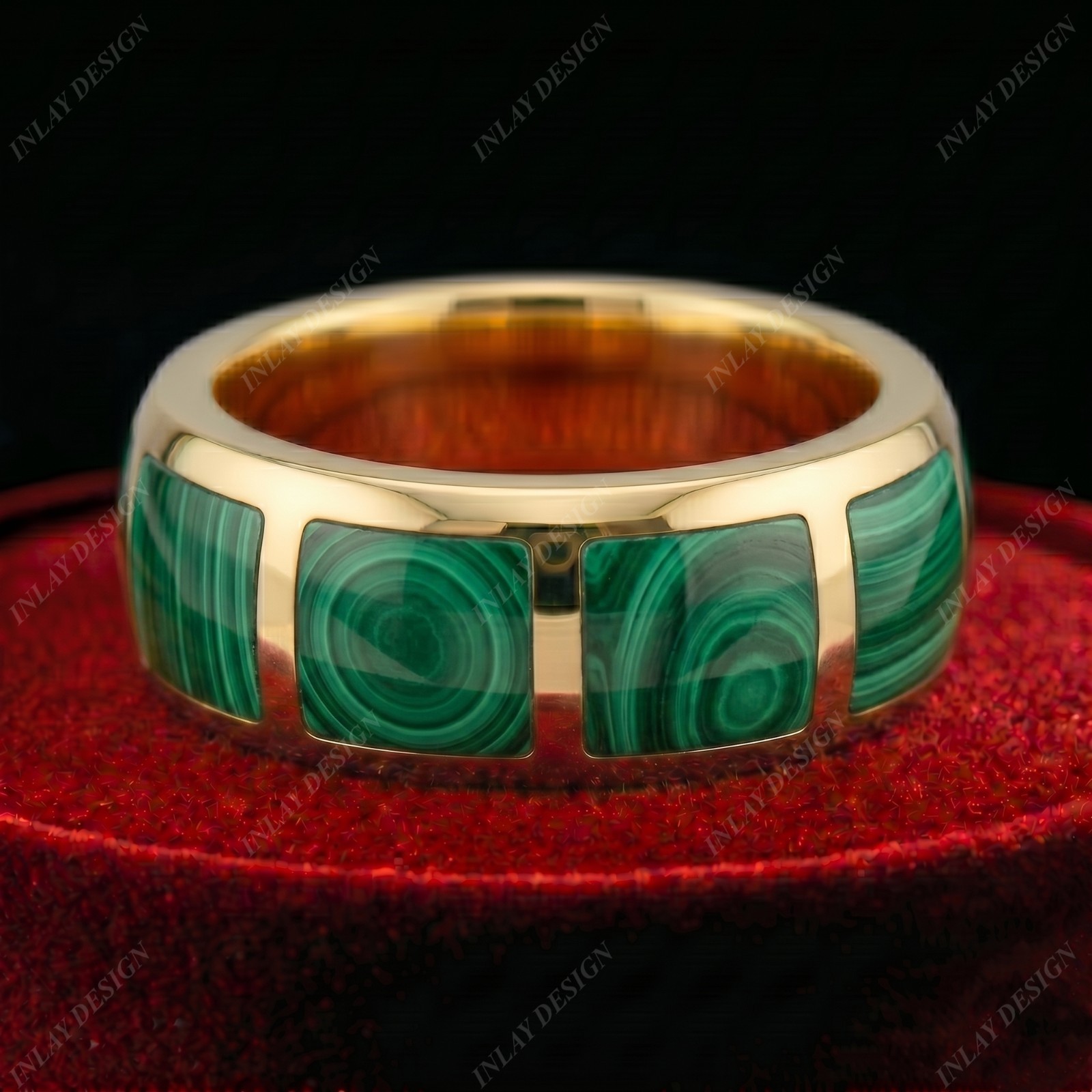 Natural Malachite Men & Women Special Inlay Design In 925 Sterling Silver Gift