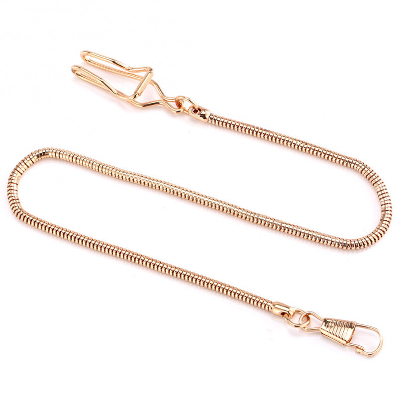 Black/Silver/Rose Gold Snake Chain Type Pocket Watch Fob Chains Accessories HQ