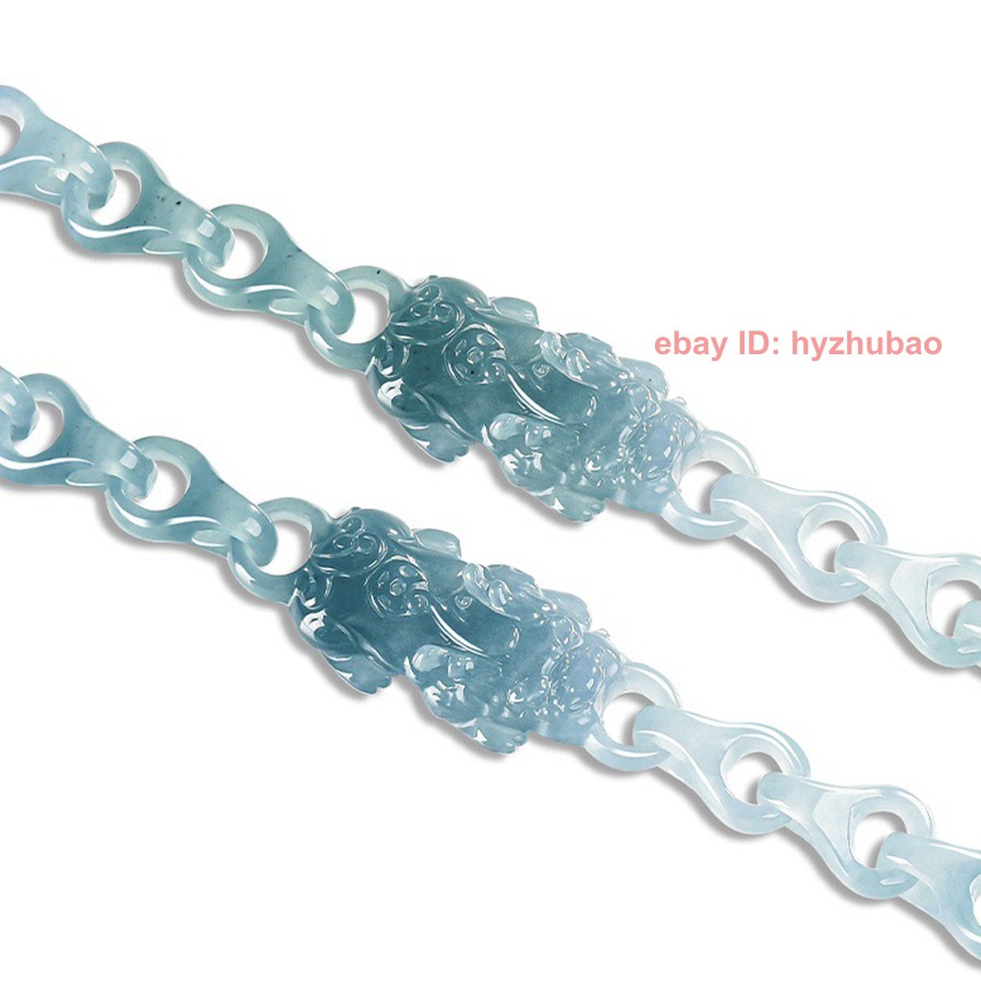 Certified Real Burma Bluewater A Jade jadeite Dragon Pixiu Anchor Link Bracelet