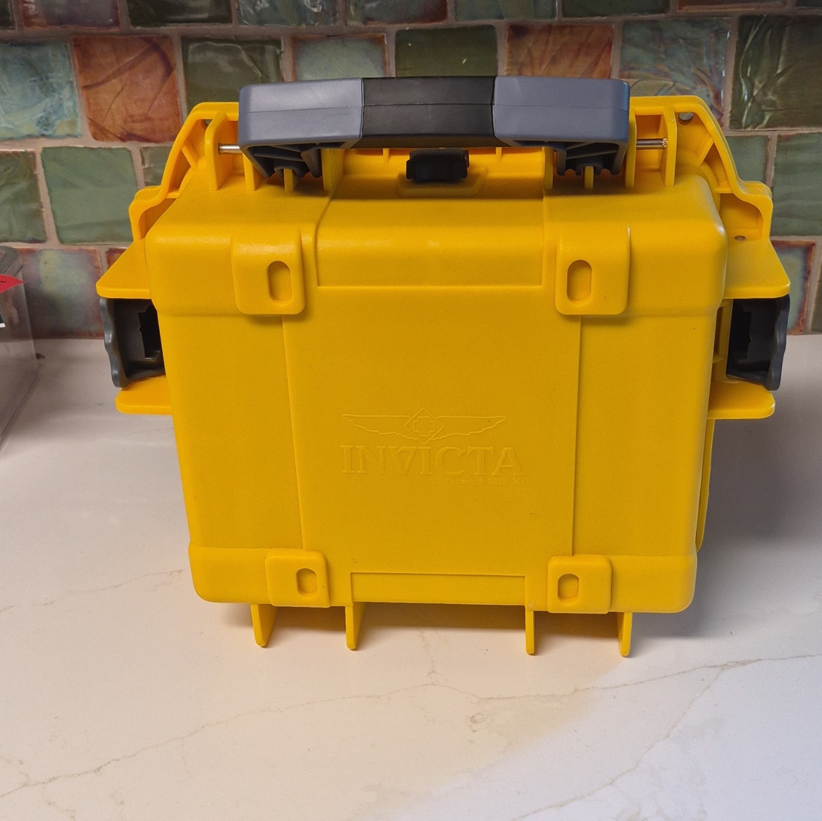 Invicta Plastic Watch Storage Box Case Yellow/Gray/Black w/ Foam, Holds 1-3