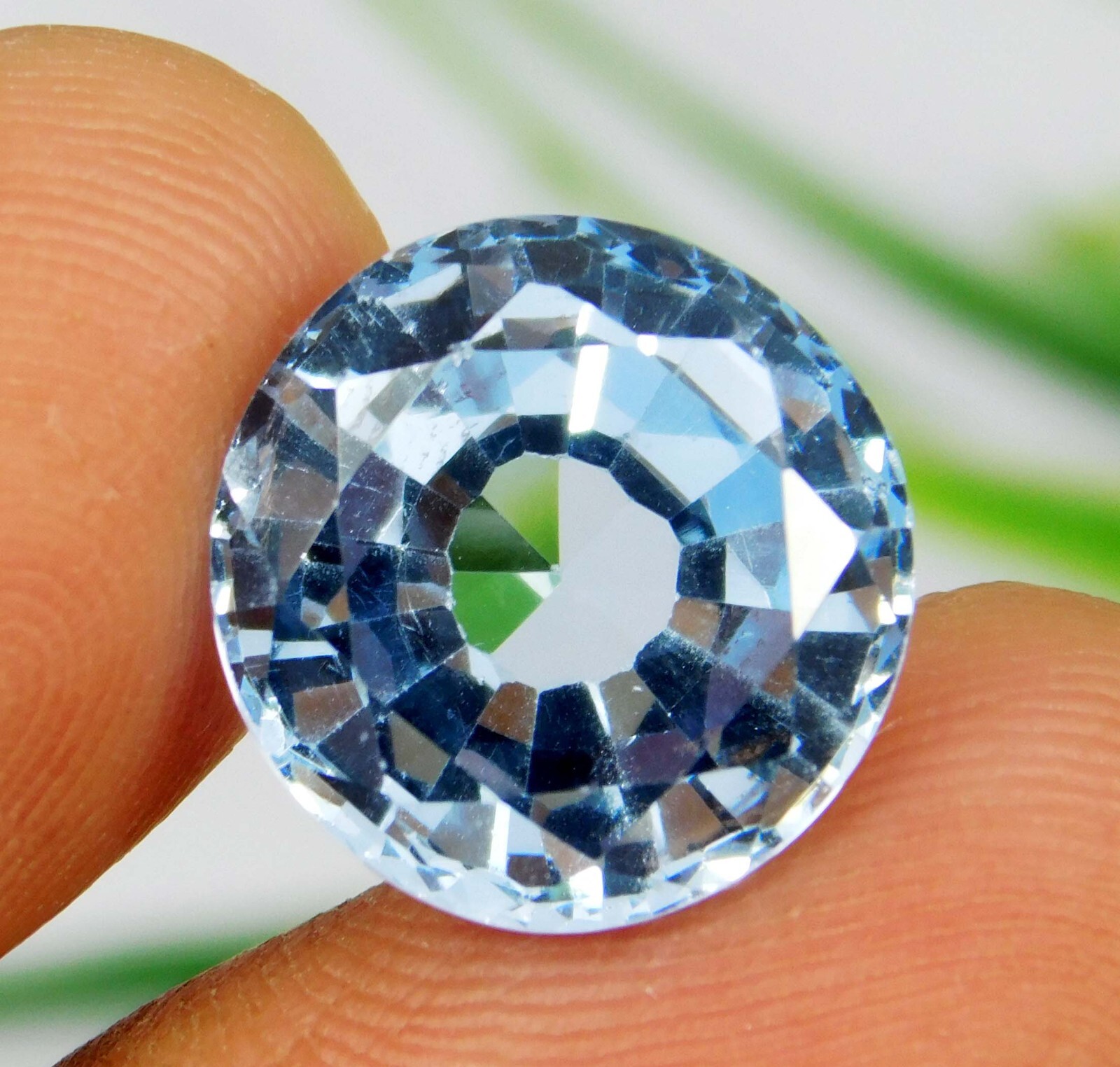 CERTIFIED 11.40 Ct AAA Natural Sea Blue Brazilian Aquamarine Round Cut Gemstone