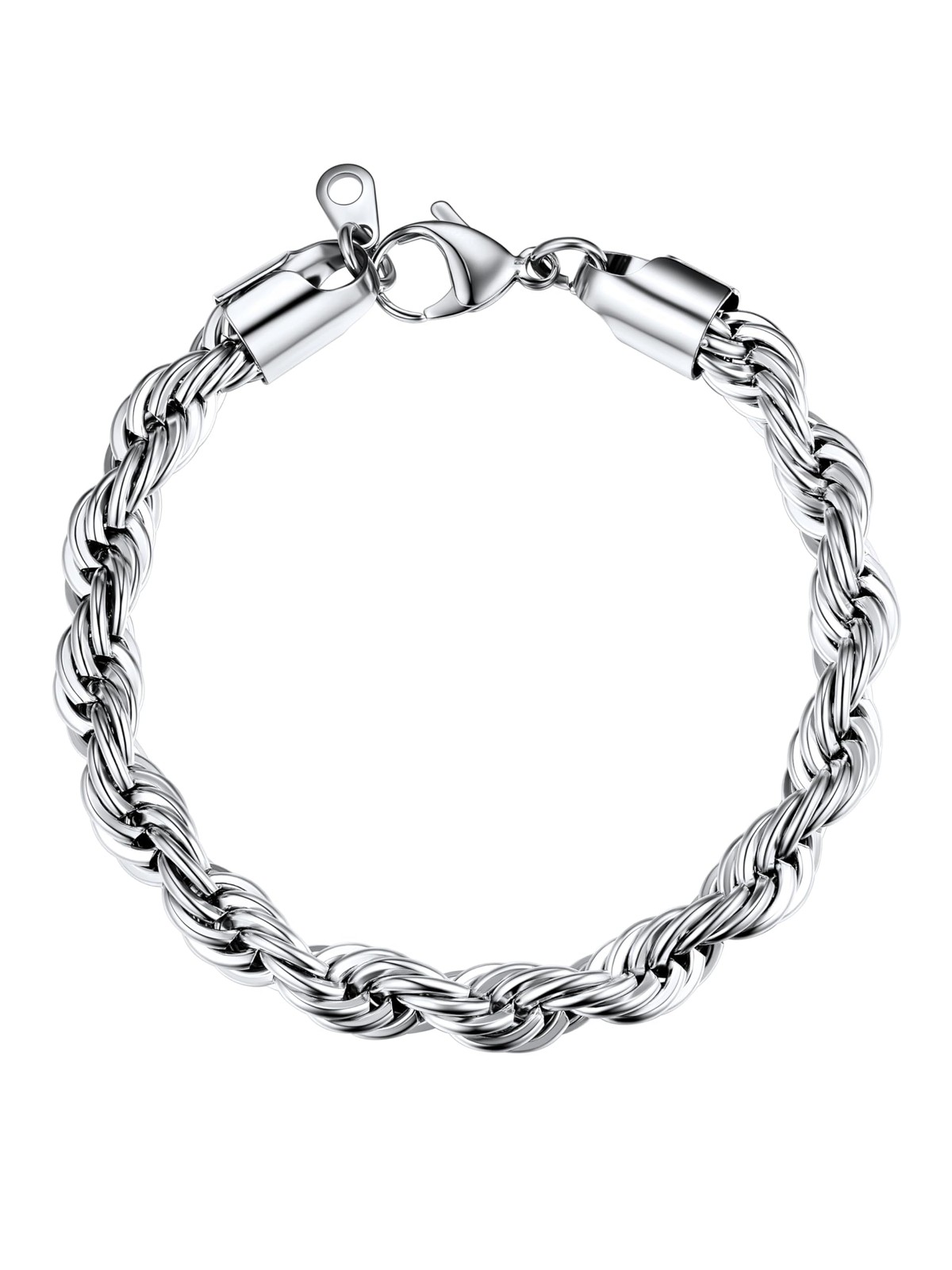 Men Stainless Steel 9mm Wide Twisted Rope Chain Bracelet -8.26 Inch