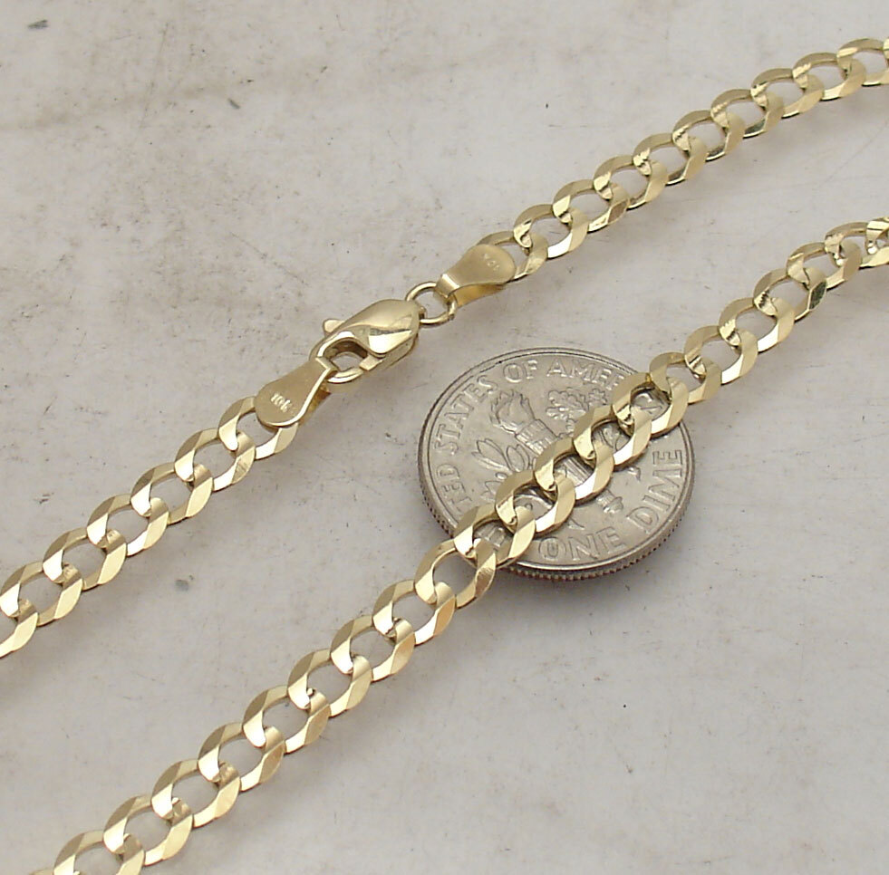 4.7mm Curb Cuban Link Ankle Bracelet Anklet Real Solid 10K Yellow Gold ALL SIZES