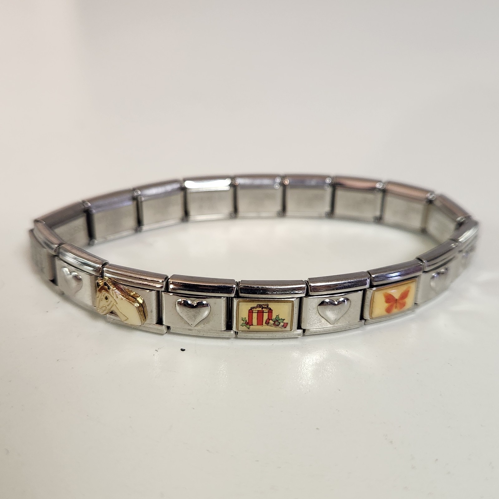 Stainless Steel Stretch Charm Bracelet Horse Butterfly Hearts Angels Christmas