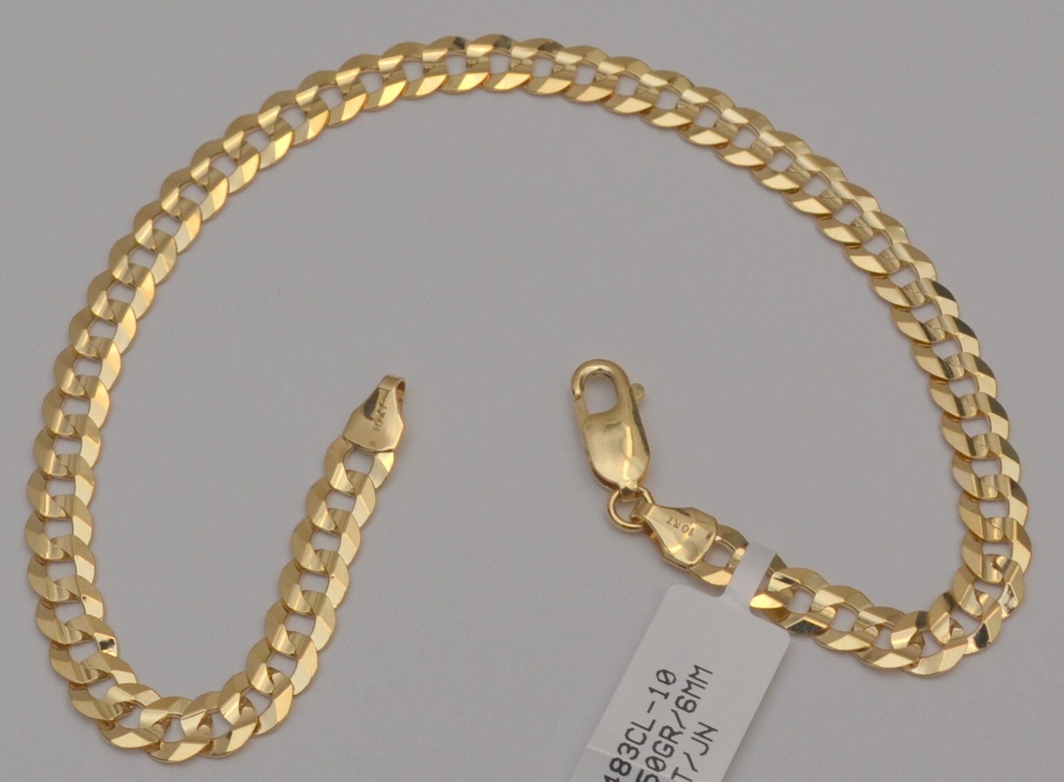 Gold chain 10k solid yellow cuban curb link anklet bracelet 10 in 5.9 mm 8.5 gr