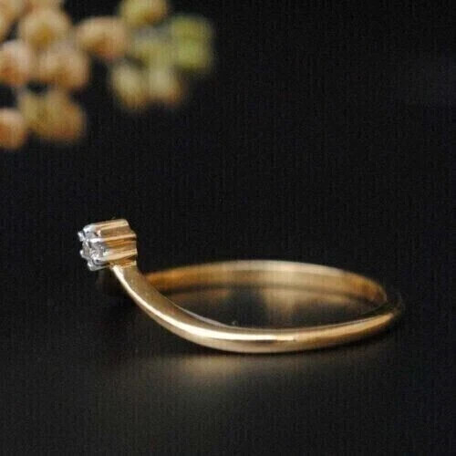 1.20 Ct Round Simulated Diamond Solitary Band Ring 14K Yellow Gold Plated Silver
