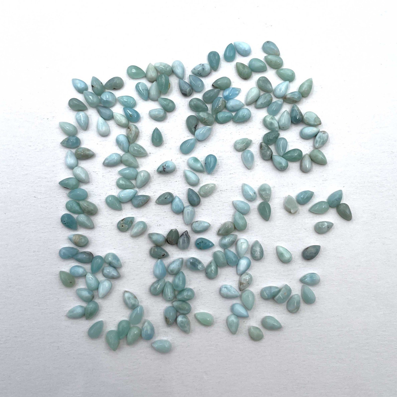 Natural Larimar Pear Cabochon Loose Gemstone Lot 162 Pcs 3*5 MM 50 CT