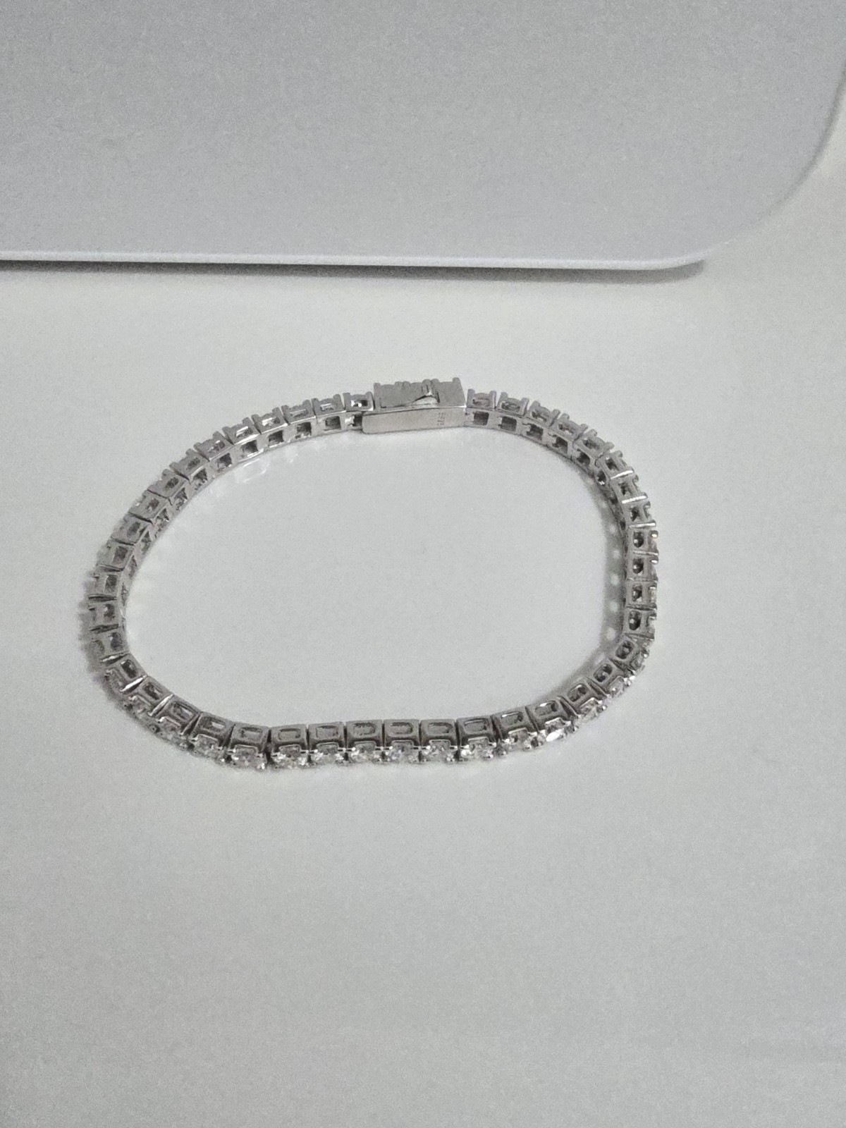 925 Sterling Silver Stamped Tennis Bracelet, 2MM Round Cut Moissanite 6in Dainty