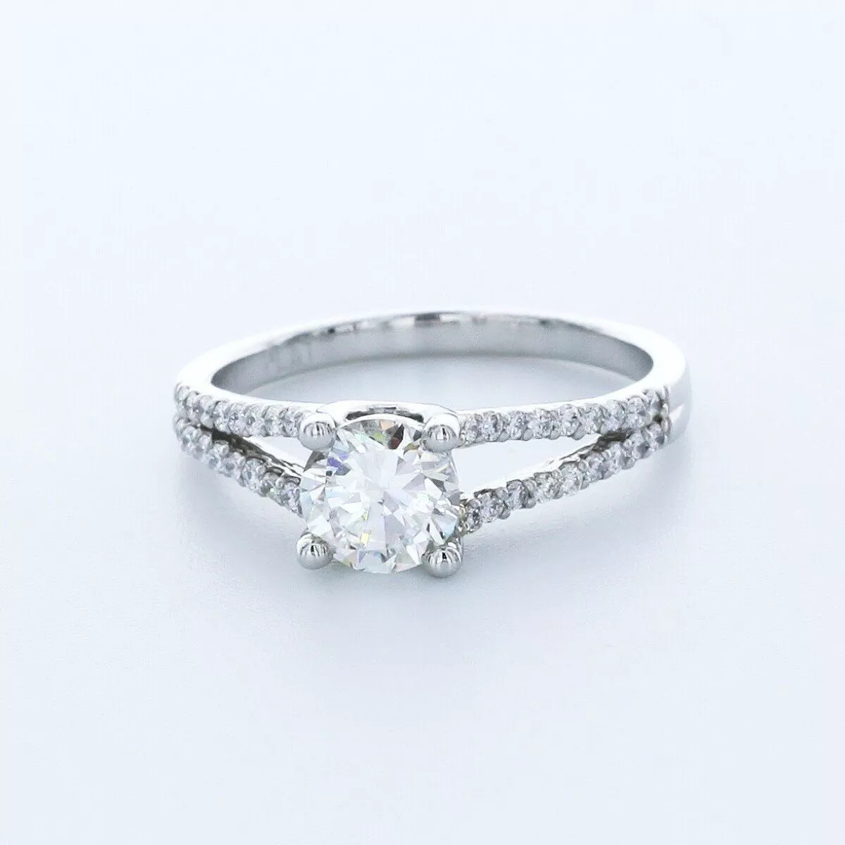 Side Stone Engagement Ring Solid Platinum 1.53 CT Round Lab-Grown Diamond D VS1