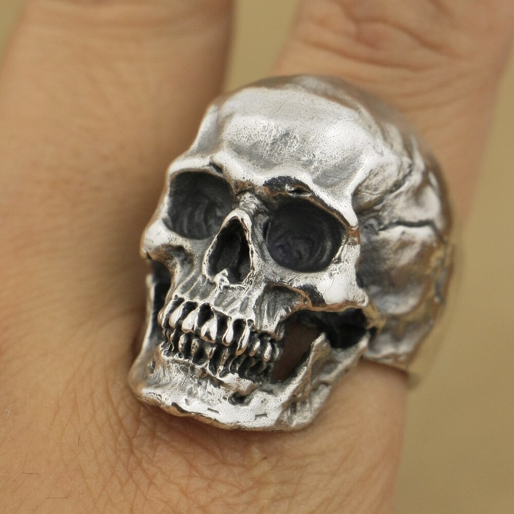 925 Sterling Silver Heavy Skull Ring Mens Biker Gothic Ring Punk Jewelry TA50D