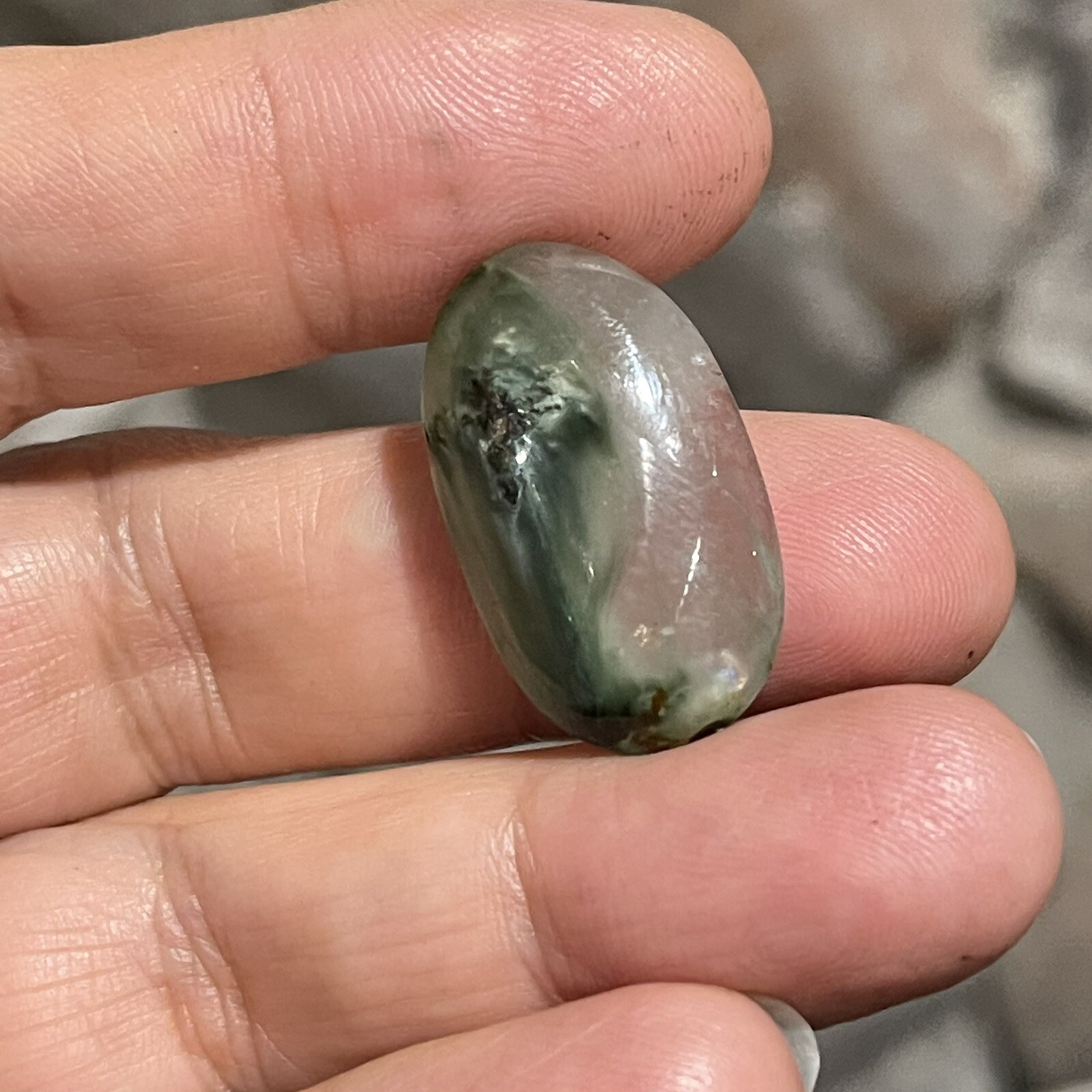 25.6×15.4x6mm Green Angel Hair Quartz Oval Cabochon Loose Gem Stone