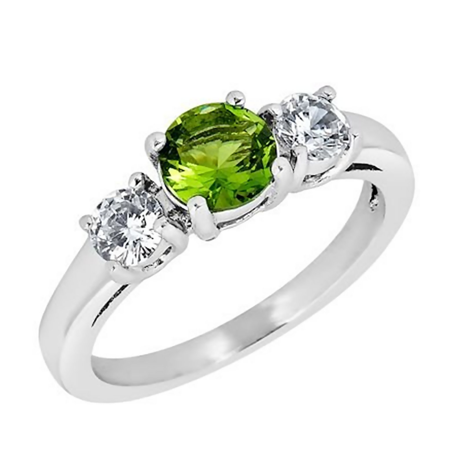 August Birthstone Ring Green Cubic Zirconia Stainless Steel Band Sizes 3-10