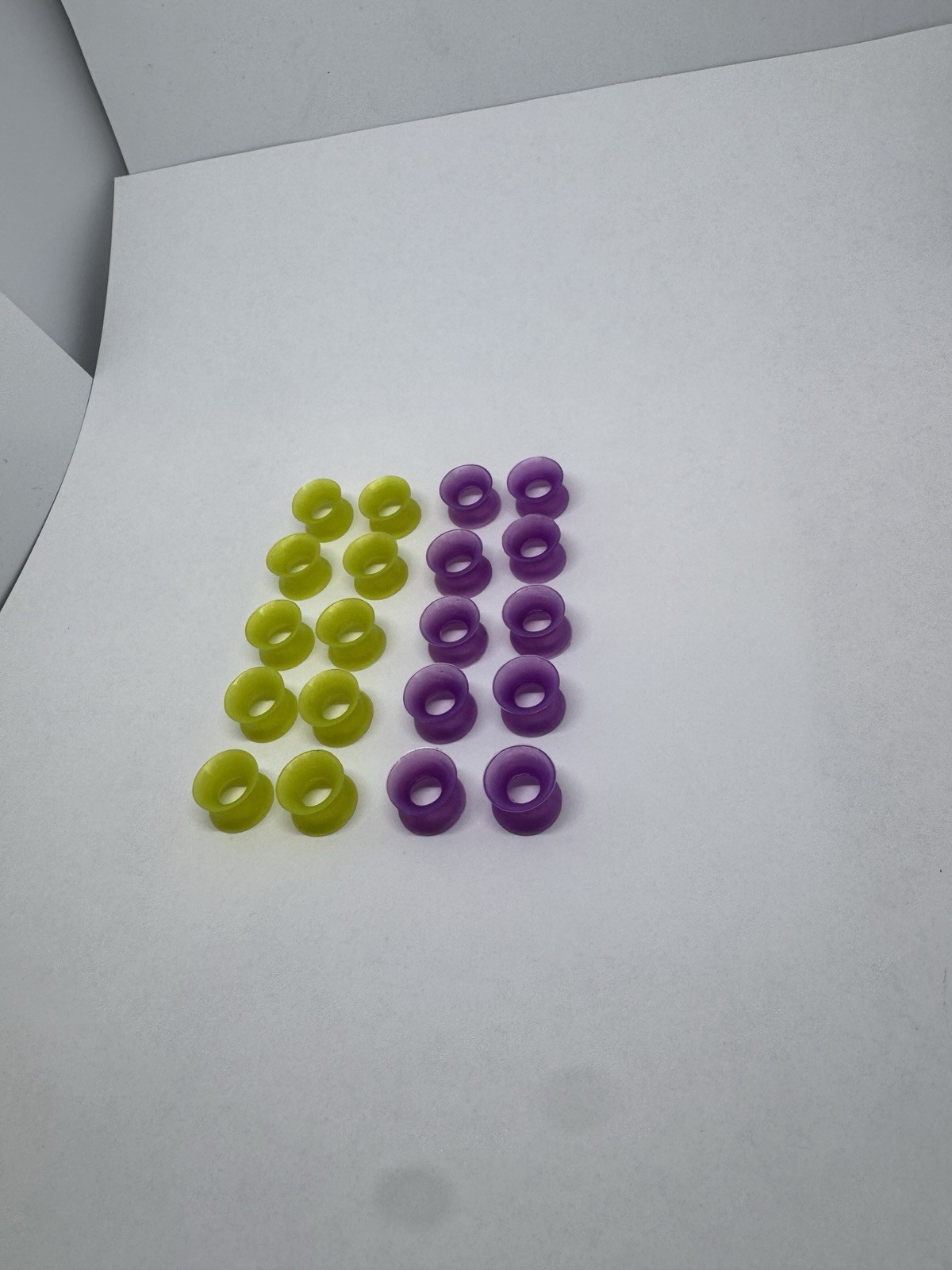 10 Pair 0g 8mm Silicone Gauges Neon Yellow Purple Variety Bundle