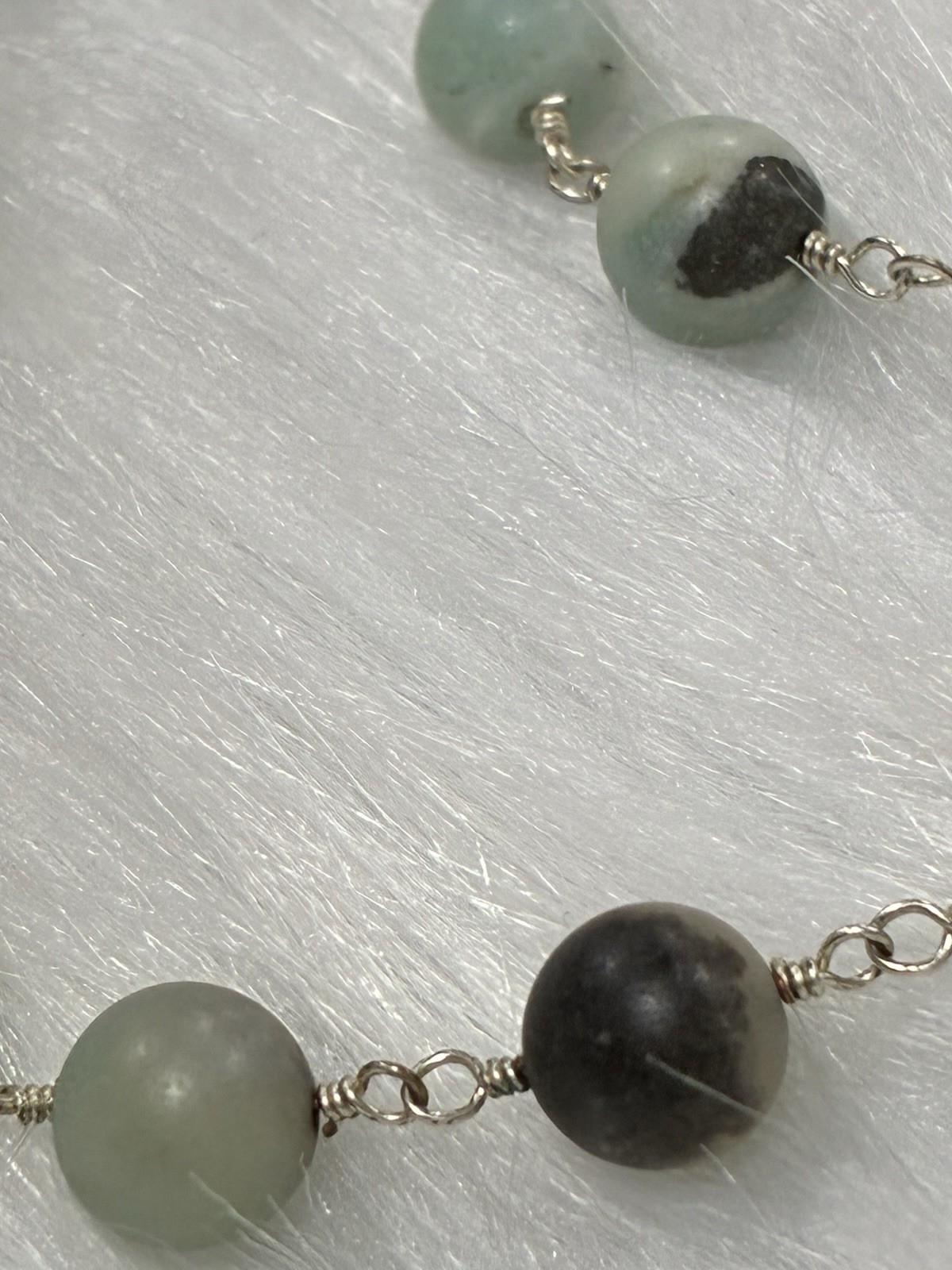 36 Inch Genuine Amazonite Beaded Boho Necklace – Sterling Silver 925 Clasp