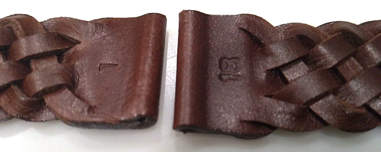 2 for 1 (1 Brown & 1 Dark Beige) Braided Woven Genuine Leather 18mm Watch Bands