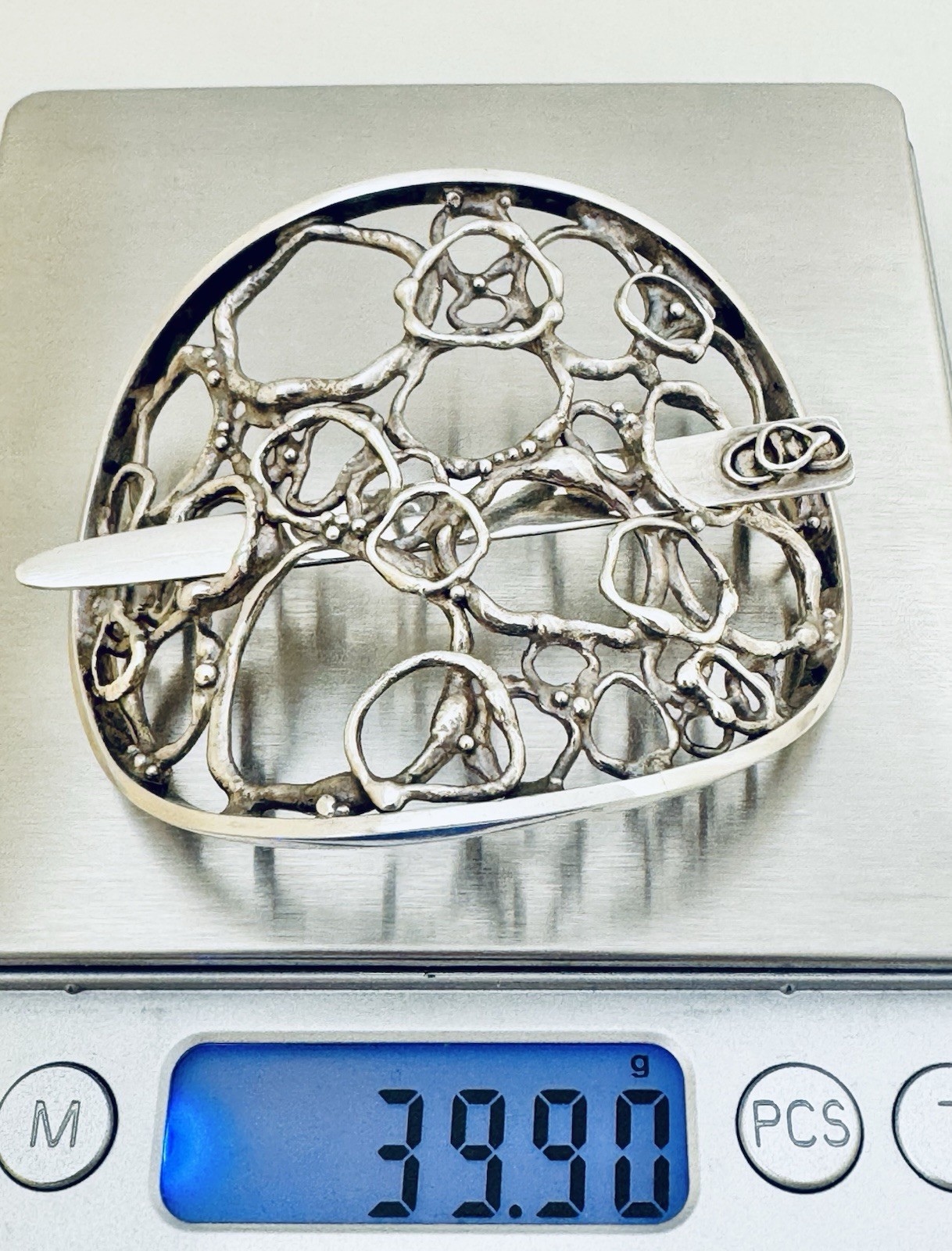 Jane Watling Lacock Solid Sterling Silver Hair Clip London 1986