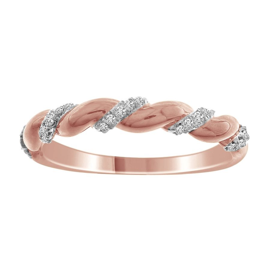 Ladies Stackable Band 0.11ct Natural Round Diamond 14k Rose Gold