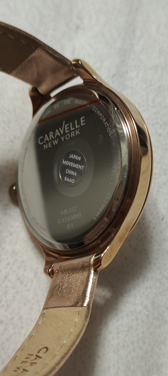 Caravelle New York 44L132 Women’s Analog 37mm Round Rose Gold Tone Crystal Watch