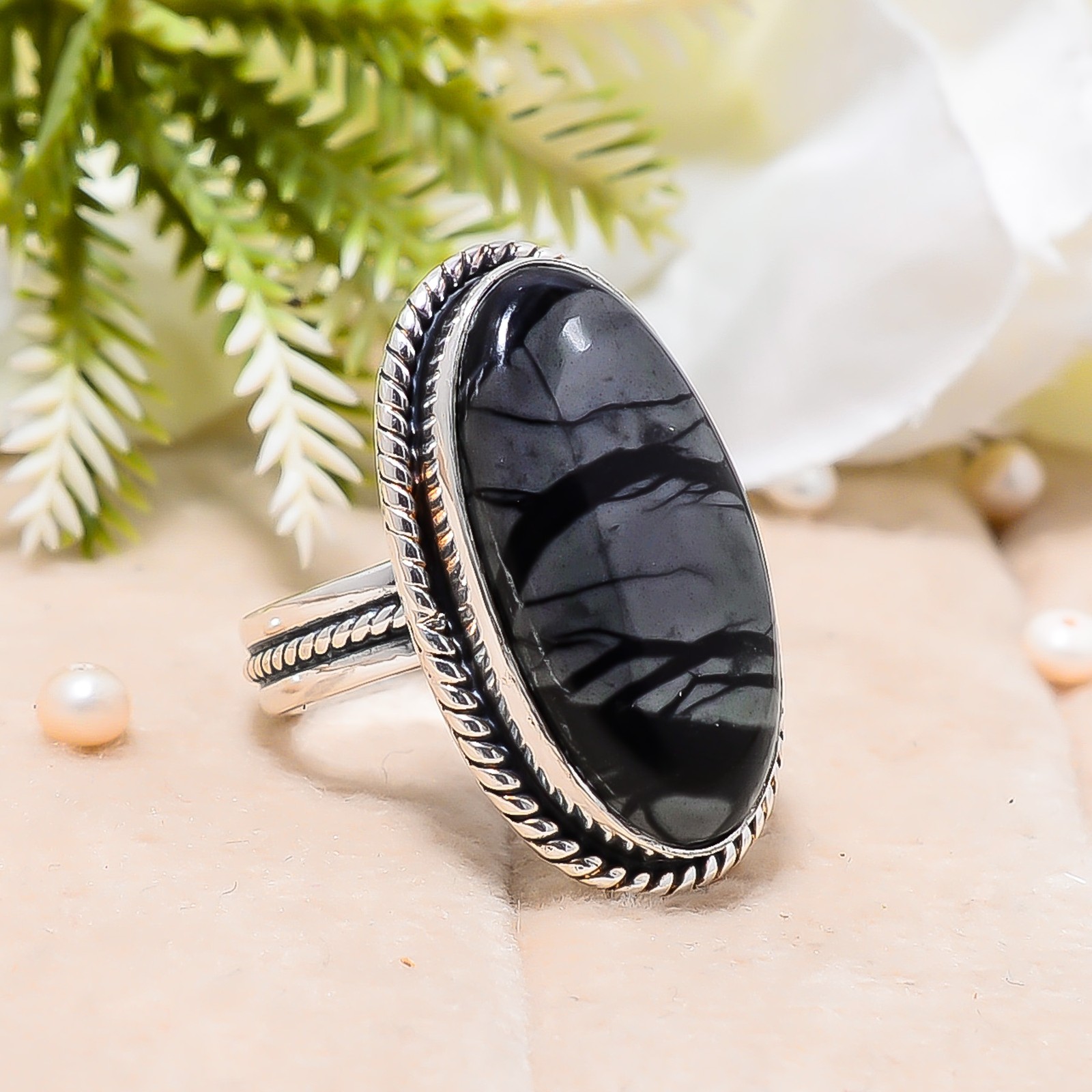 Picasso Jasper Gemstone Solid 925 Sterling Silver Ring, Christmas Gift For Her