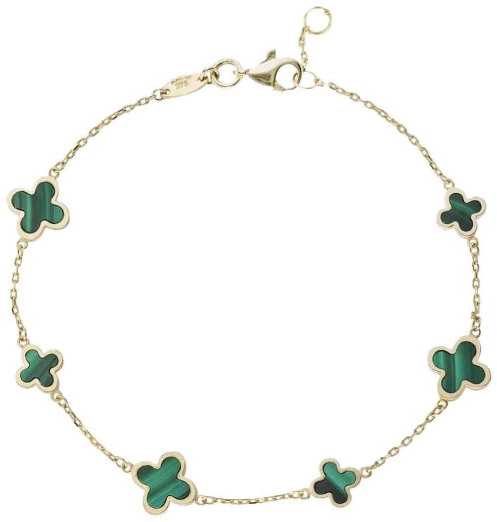 Mark Milton Womens Malachite Flower Bracelet – Yellow Gold/Green